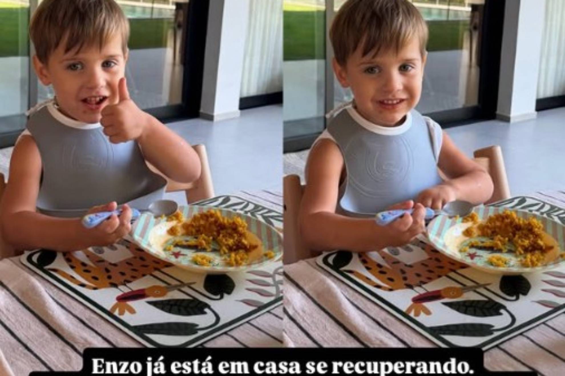 Las fotografías compartidas por Saúl de su hijo Enzo.