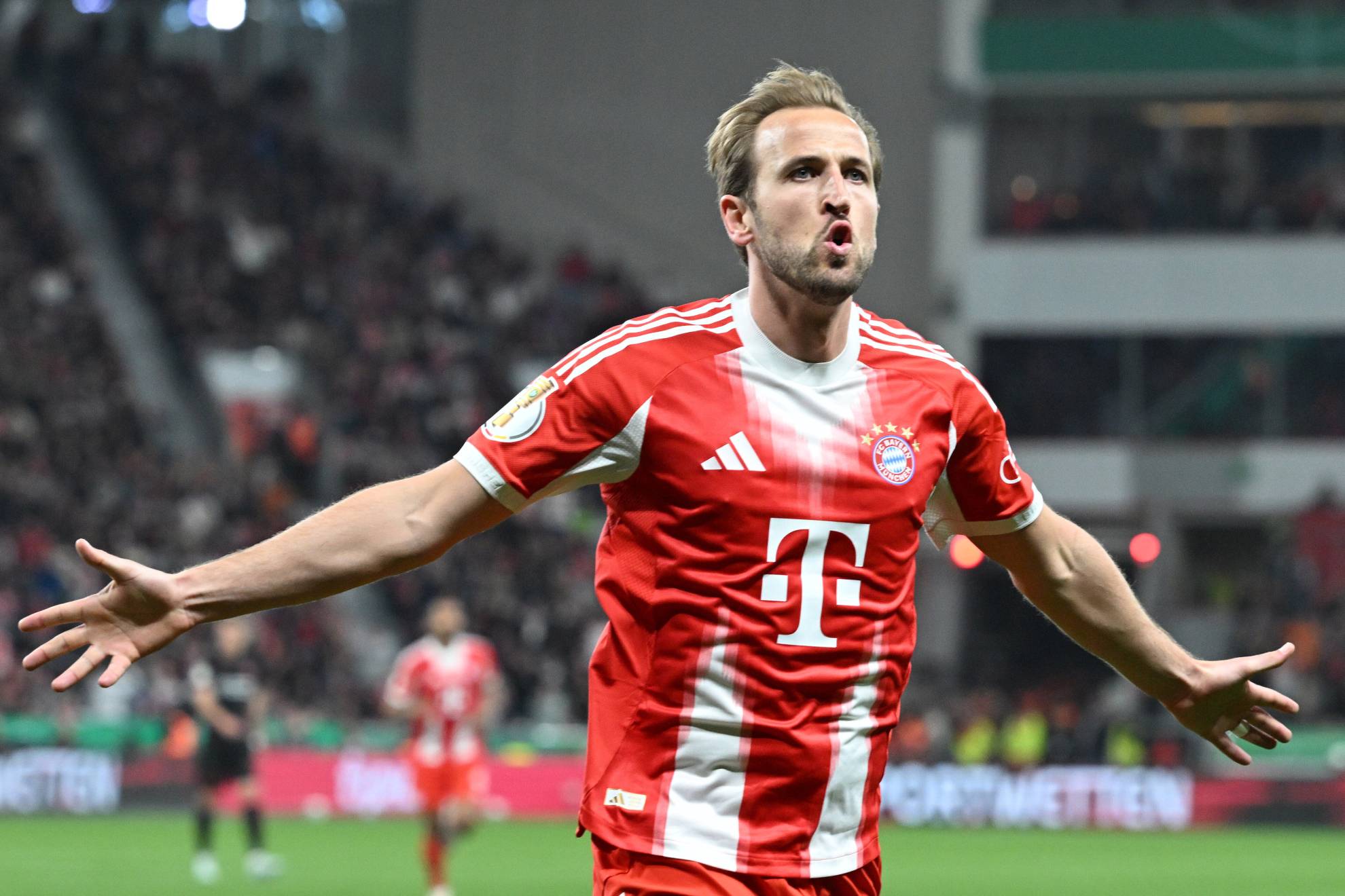 Harry Kane celebrando un gol con el Bayern.
