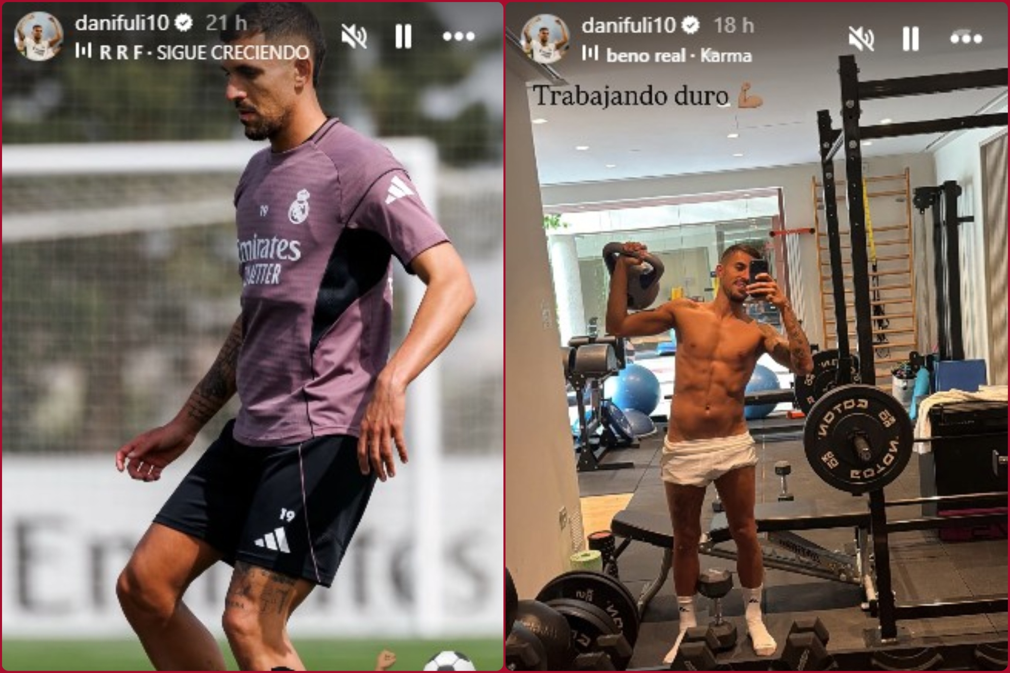 Las historias de Ceballos en Instagram horas antes de la convocatoria.