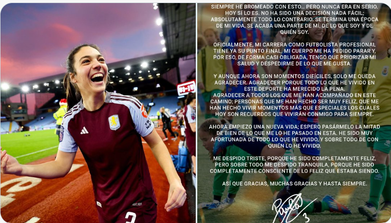 Paula Tomás, anunciando su retirada.