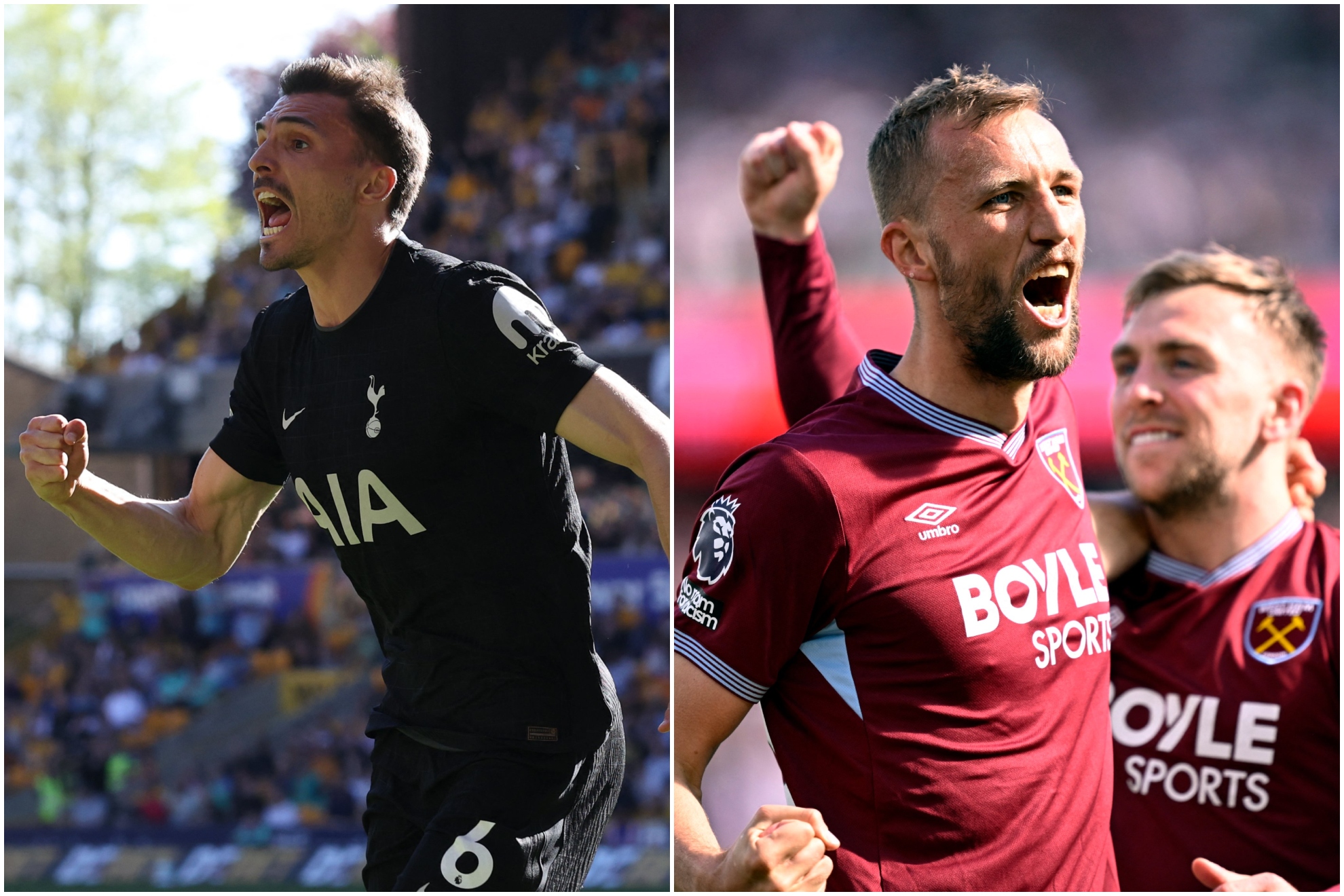 Palhinha y Soucek celebran sus goles.