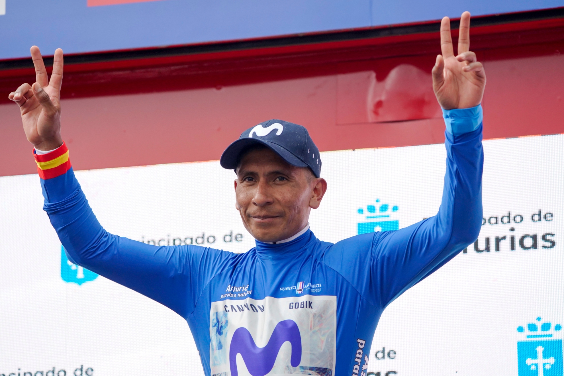 Nairo Quintana, triunfante en el podio.