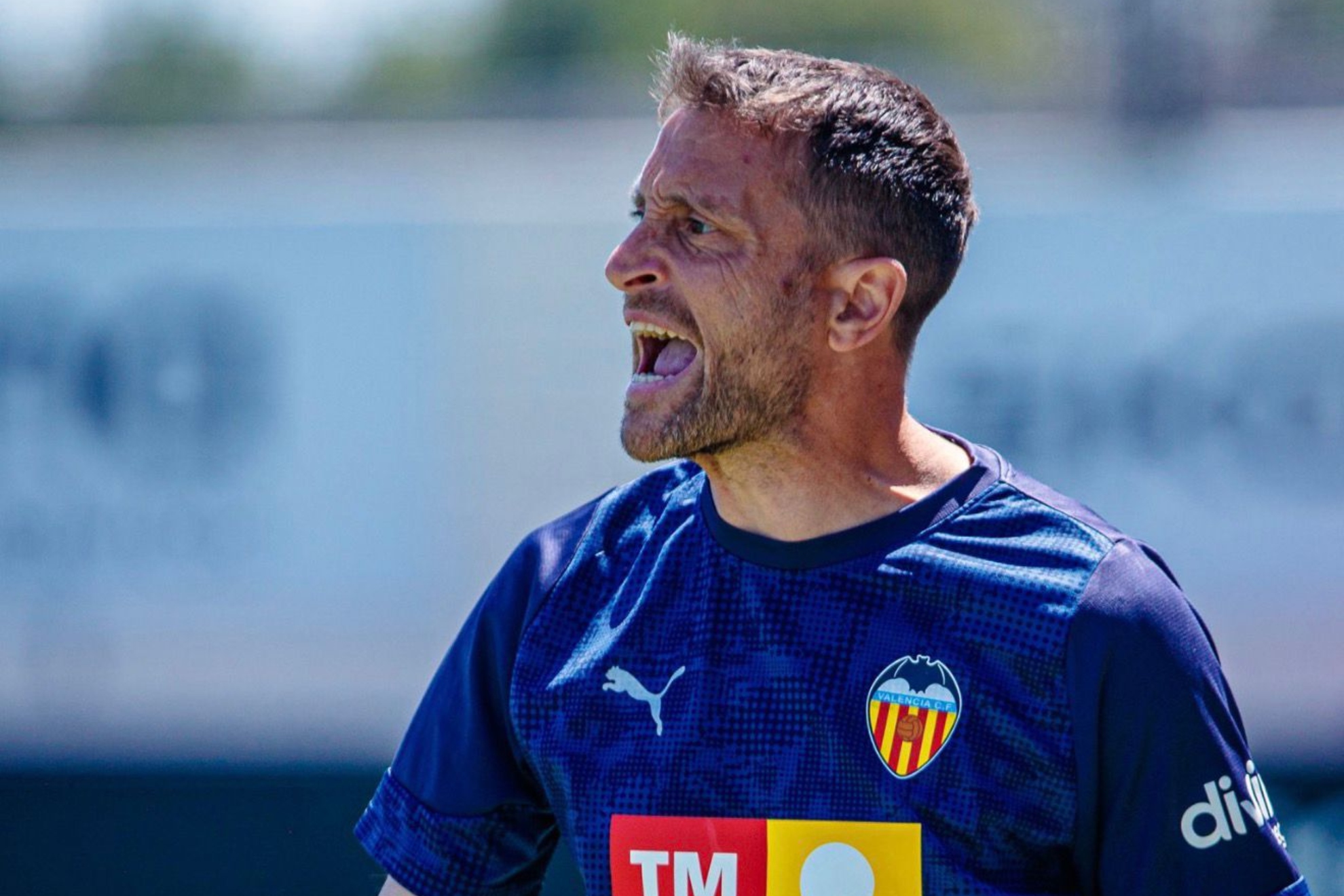 Óscar Sánchez durante un partifdo del filial.