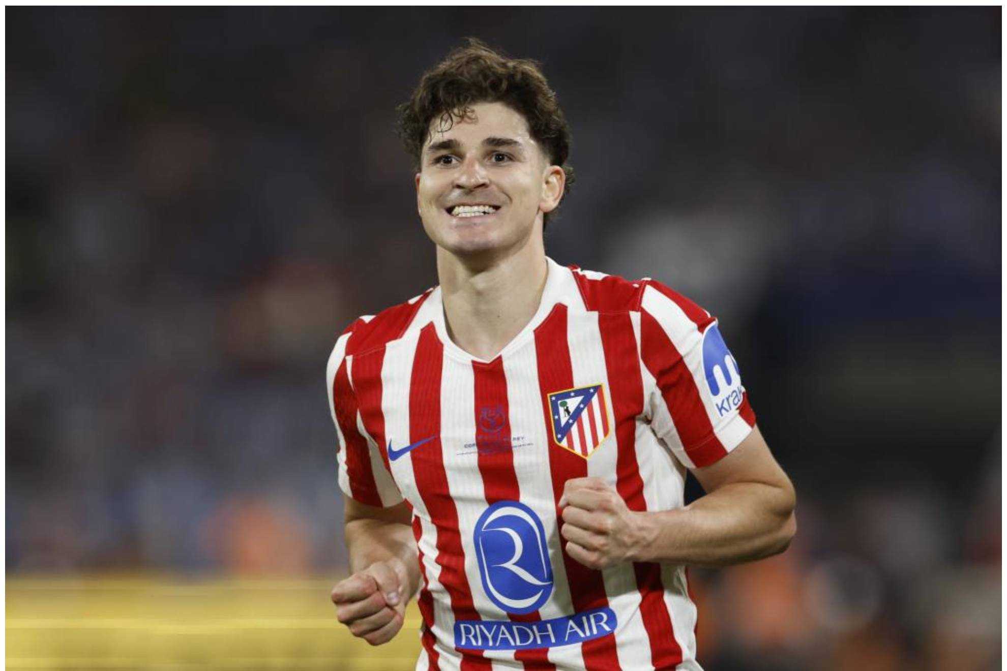 Julián Alvarez celebra un gol.