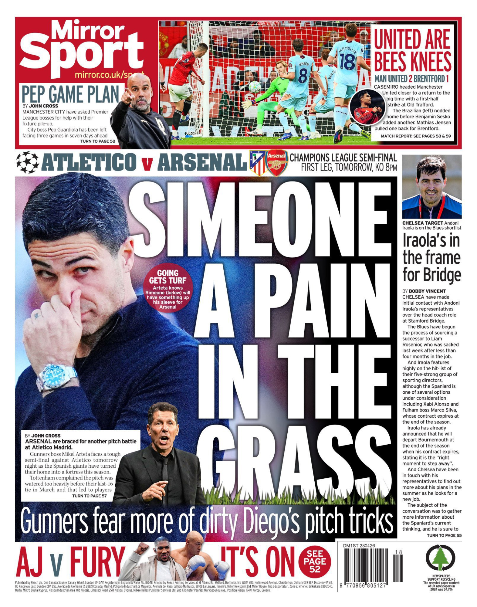 In England they accuse Simeone of "dirty games" with the grass: "It's a pain"