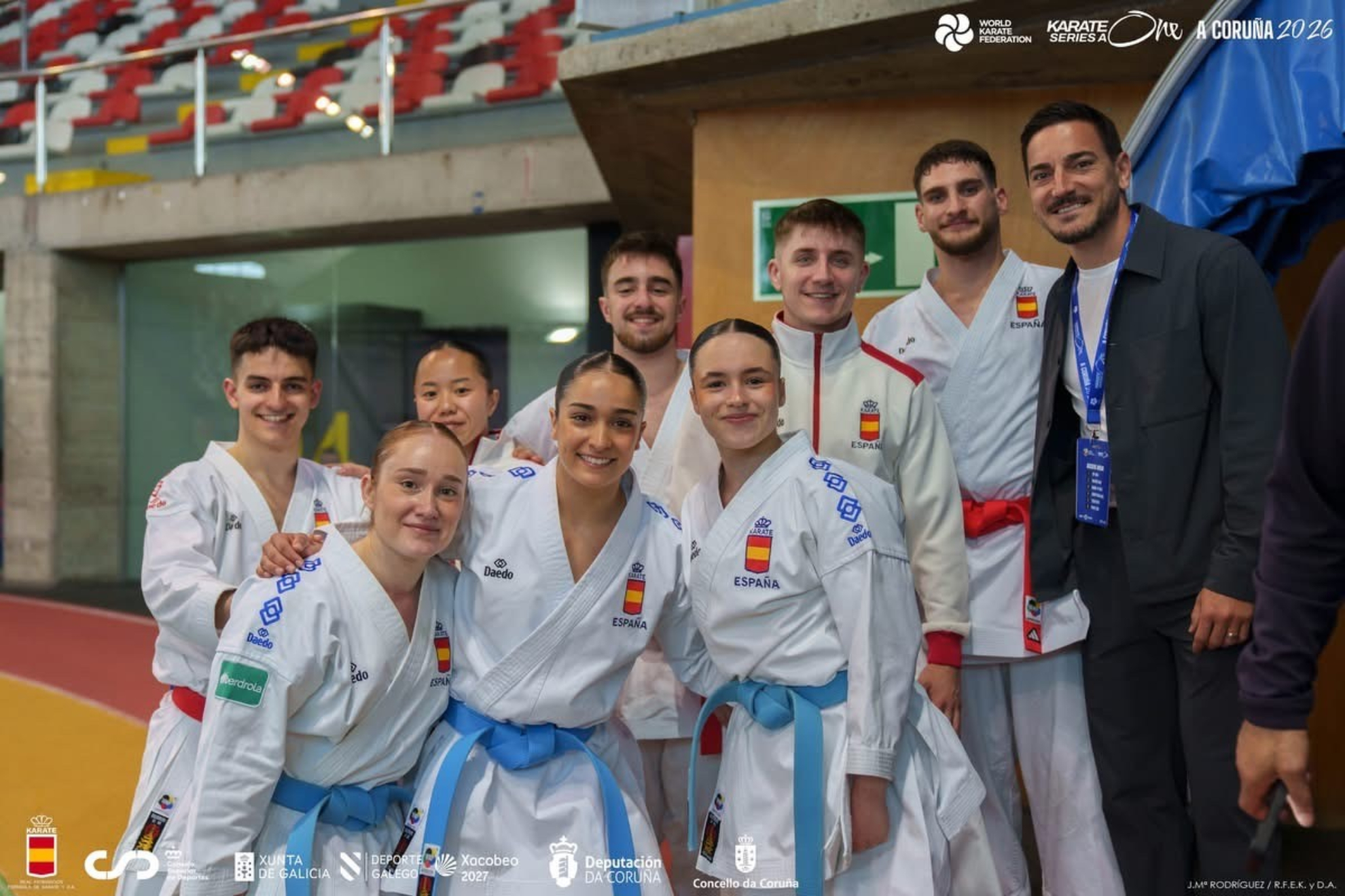 Los equipos de kata con Damián Quintero.