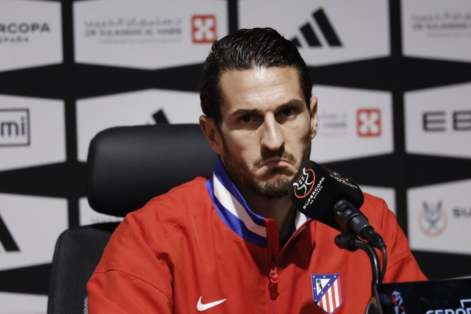 Koke, en rueda de prensa.