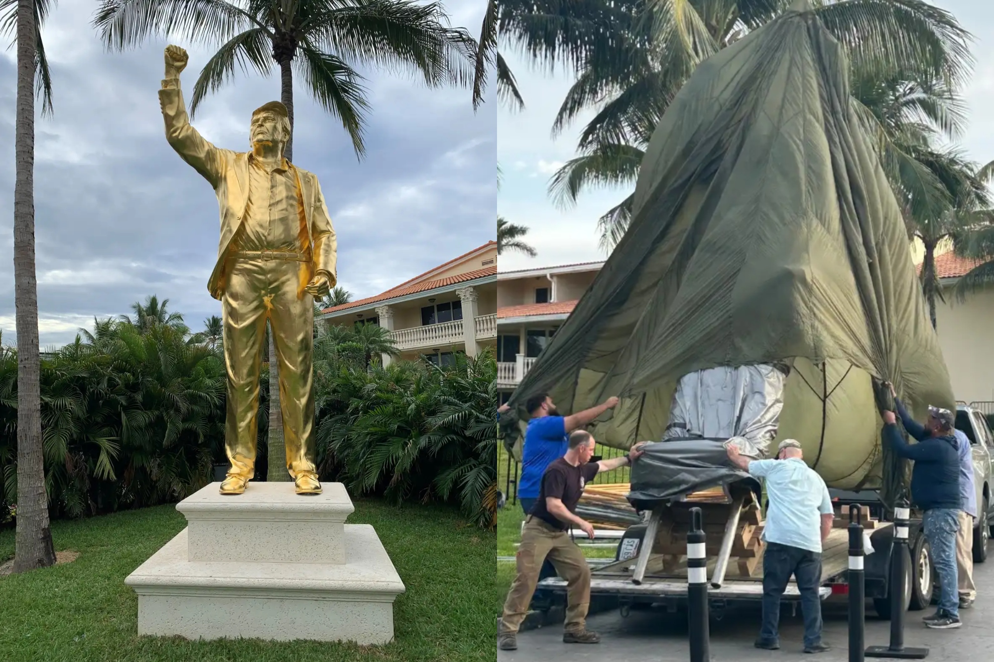 La estatua de Donald Trump instalada en Doral este mes.