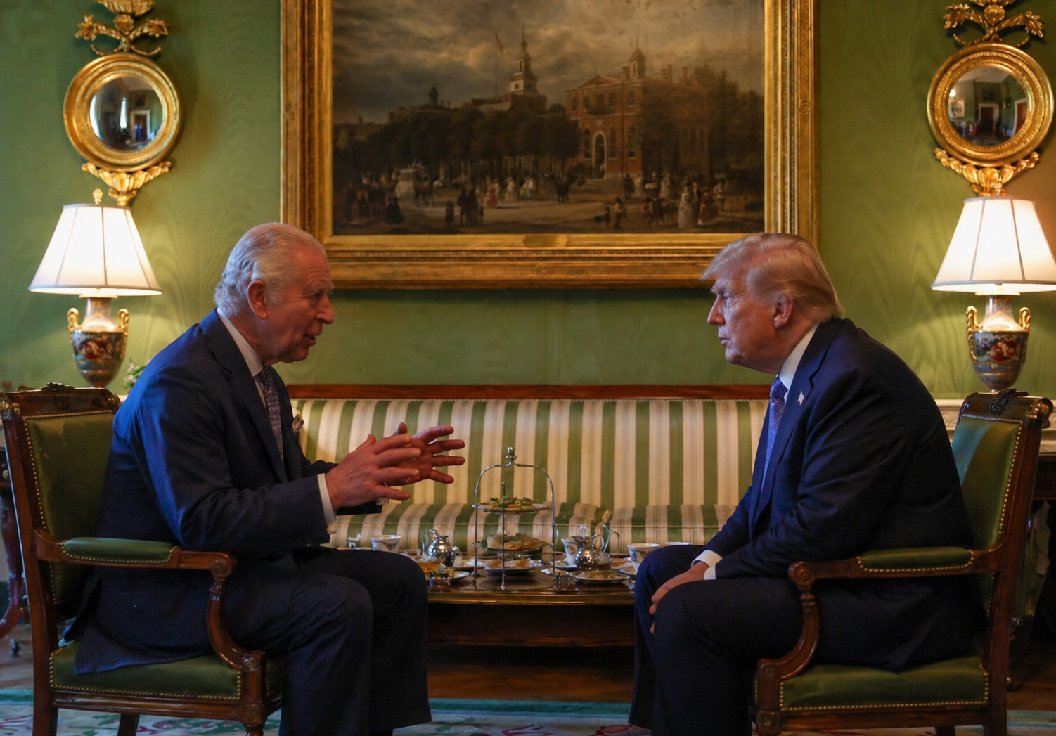 Carlos III junto a Donald Trump