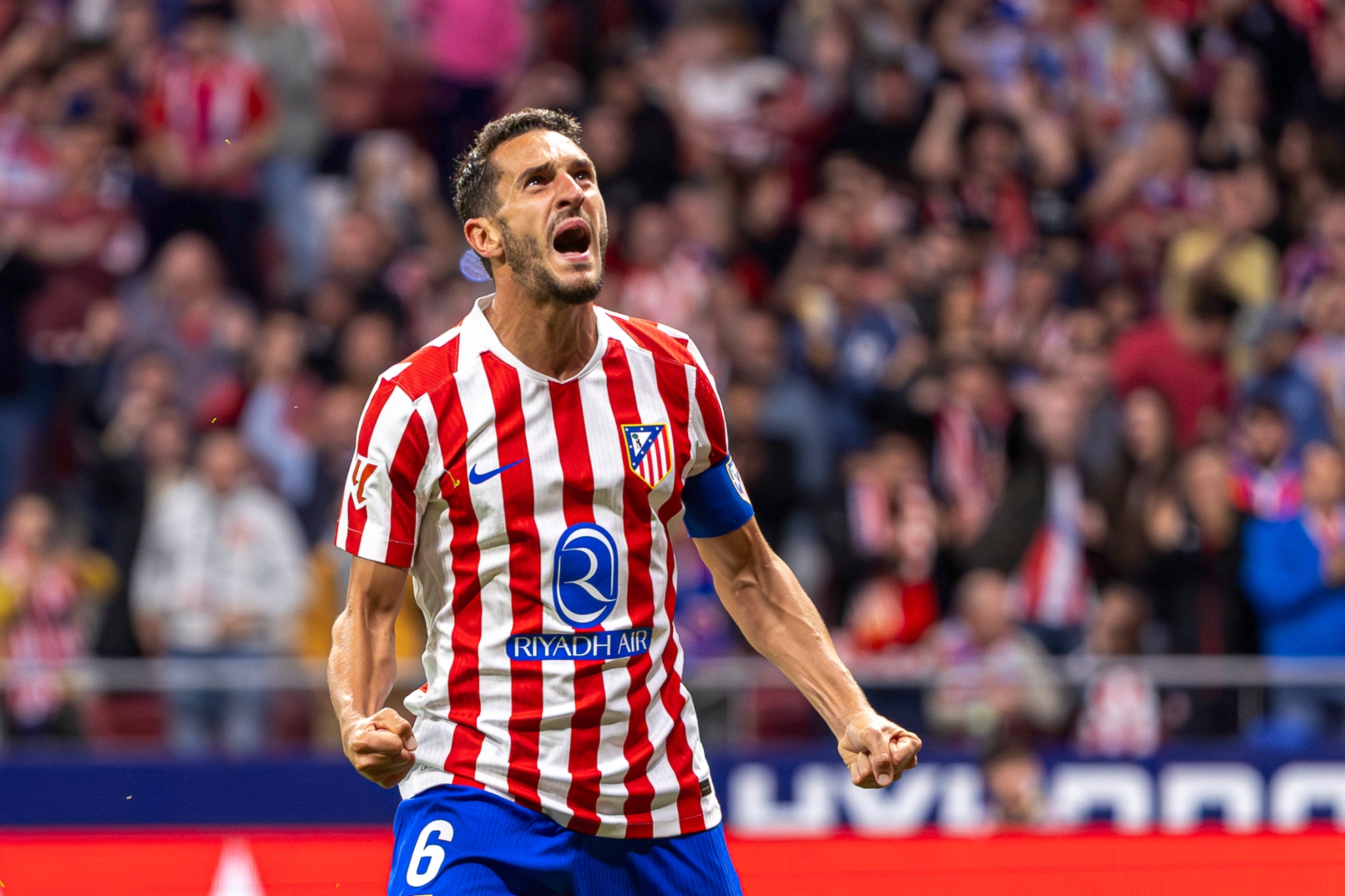 Koke, celebrando un gol del Atlético.