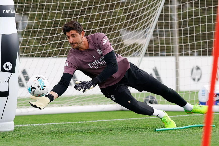 Courtois, este jueves, en Valdebebas