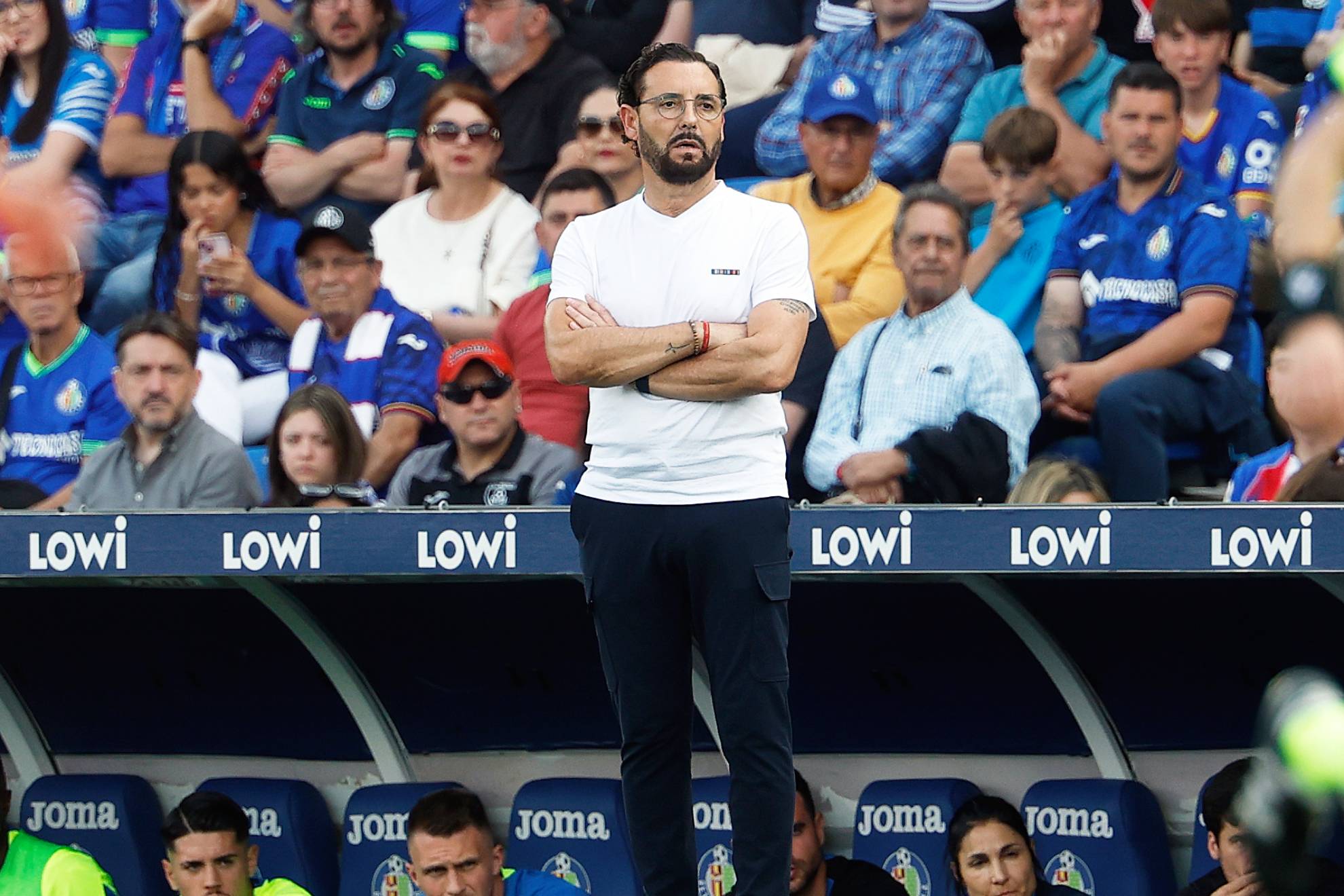 Bordalás, durante el encuentro ante el Barcelona.