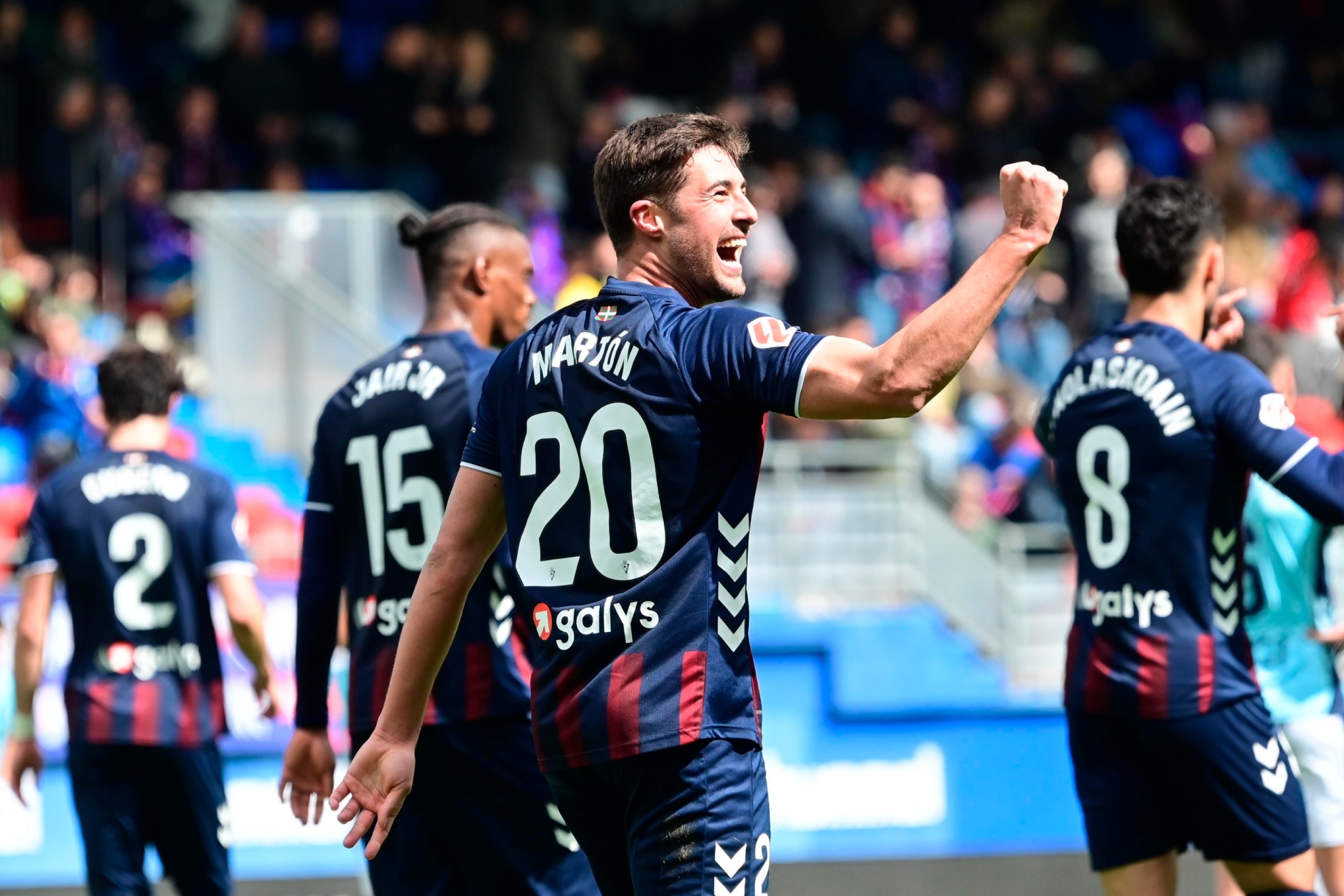 Los jugadores del Eibar celebrando un gol esta temporada.