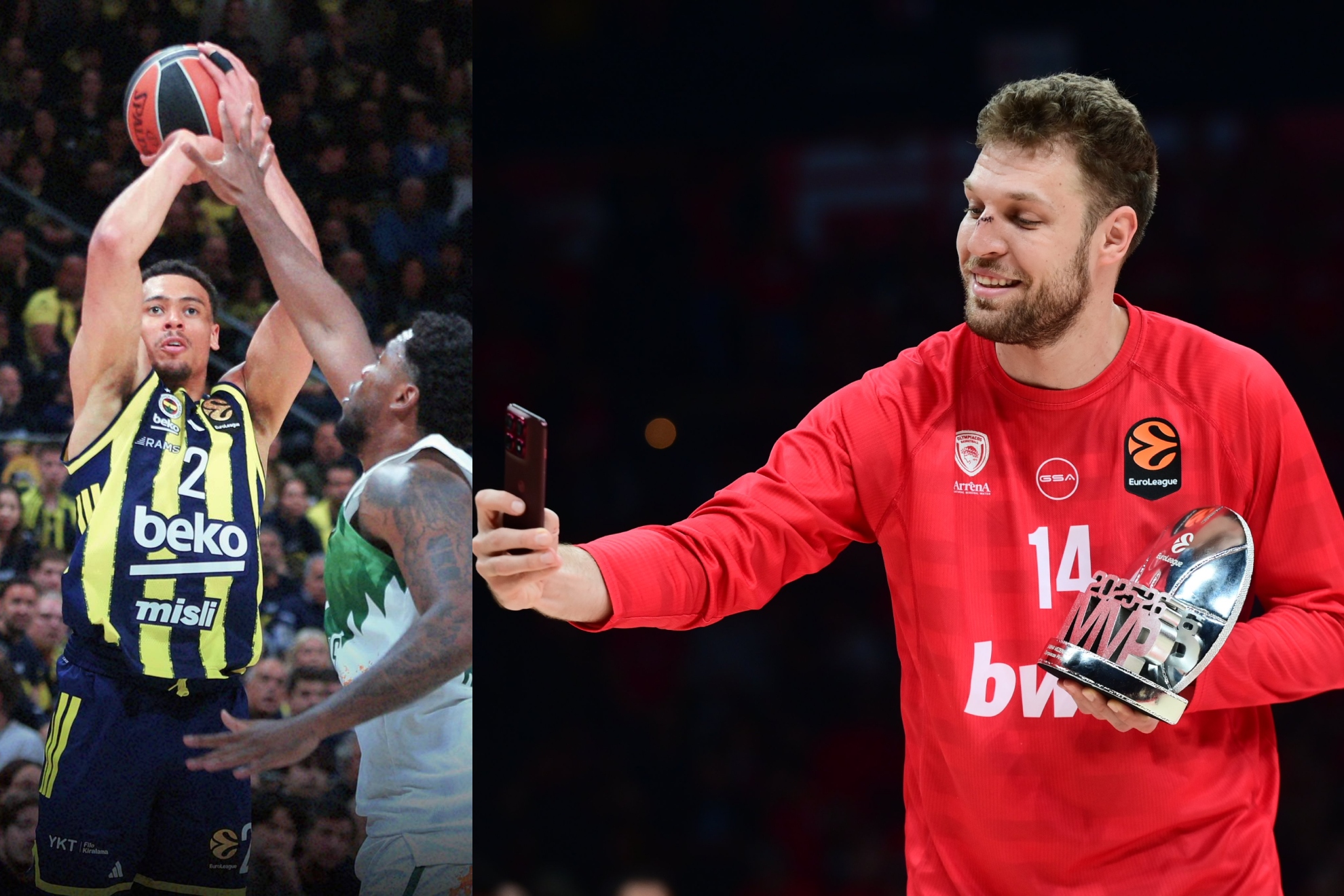 Baldwin IV (izquierda) y Vezenkov (derecha) durante los partidos de este jueves de Euroliga.