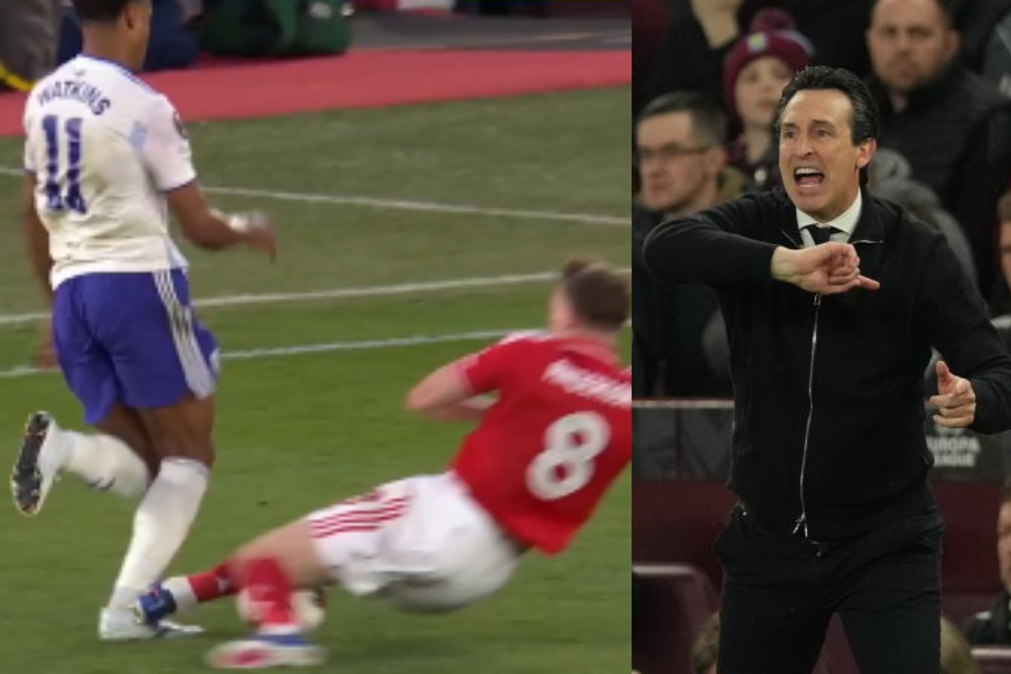 A la izquierda, la entrada de Anderson a Watkins. A la derecha, Unai Emery.