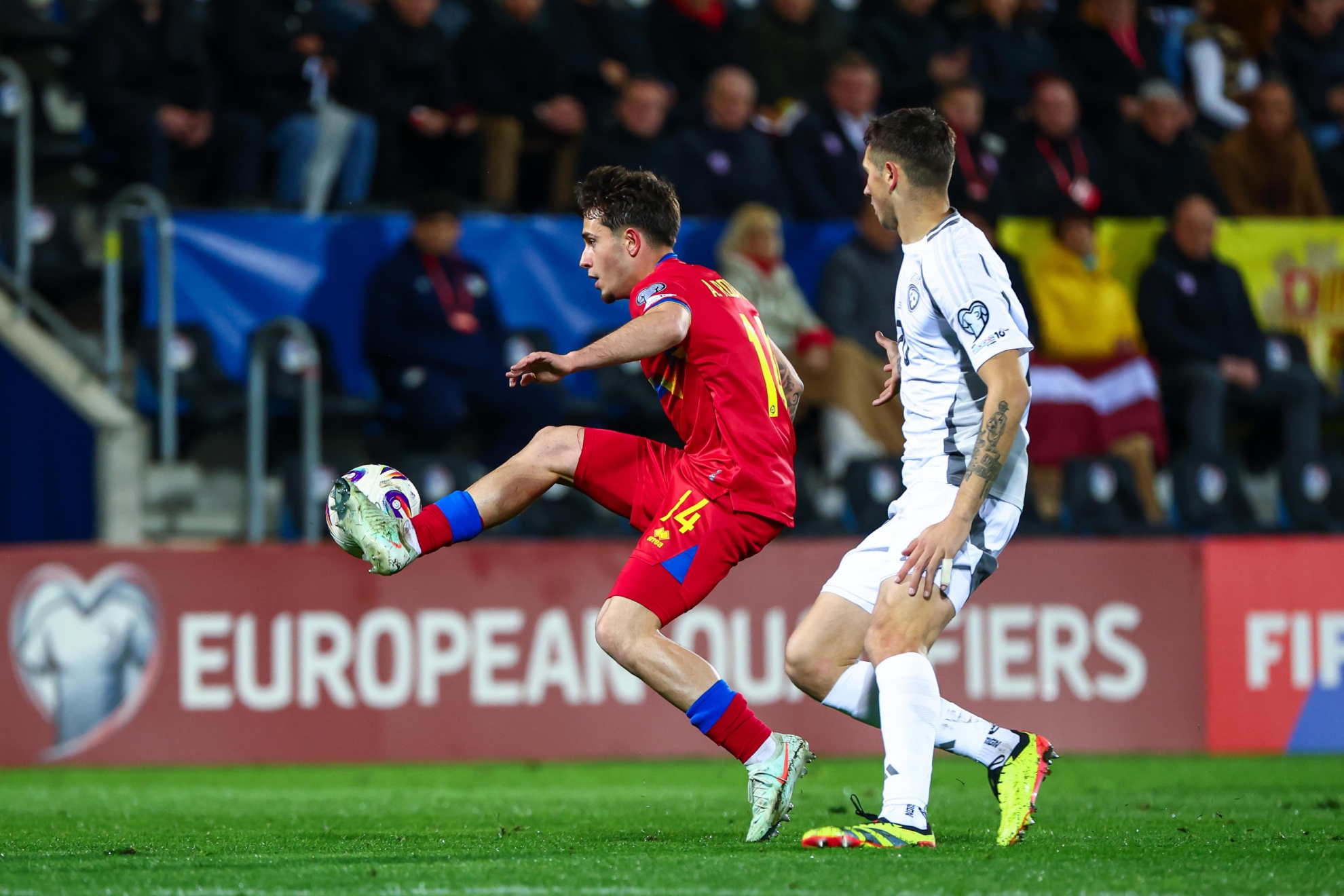 Debut de Aron Rodrigo con la selección absoluta de Andorra, en marzo del pasado año ante Letonia