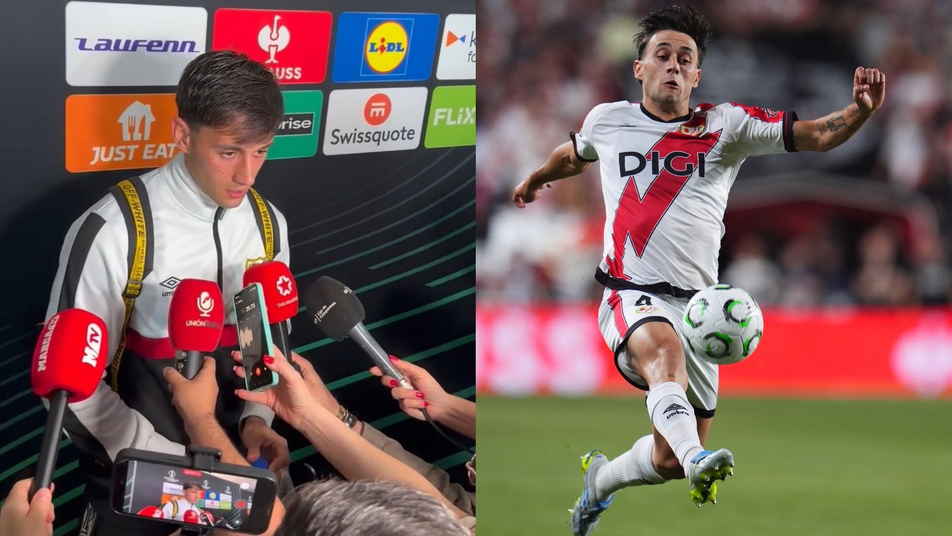 El centrocampista del Rayo Vallecano compareció en zona mixta tras el triunfo de su equipo