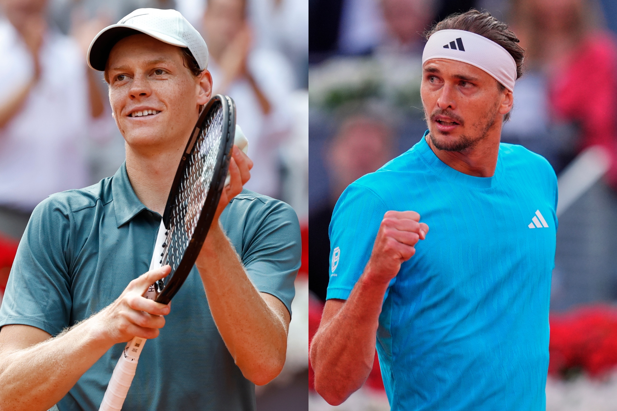 Sinner y Zverev, en acción.