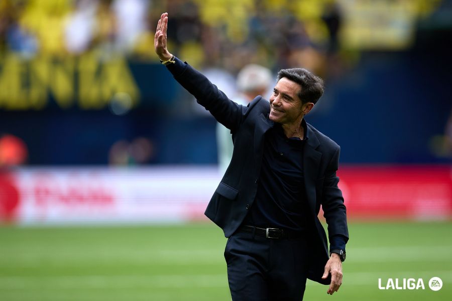 Marcelino, celebrando la clasificación para la Champions.
