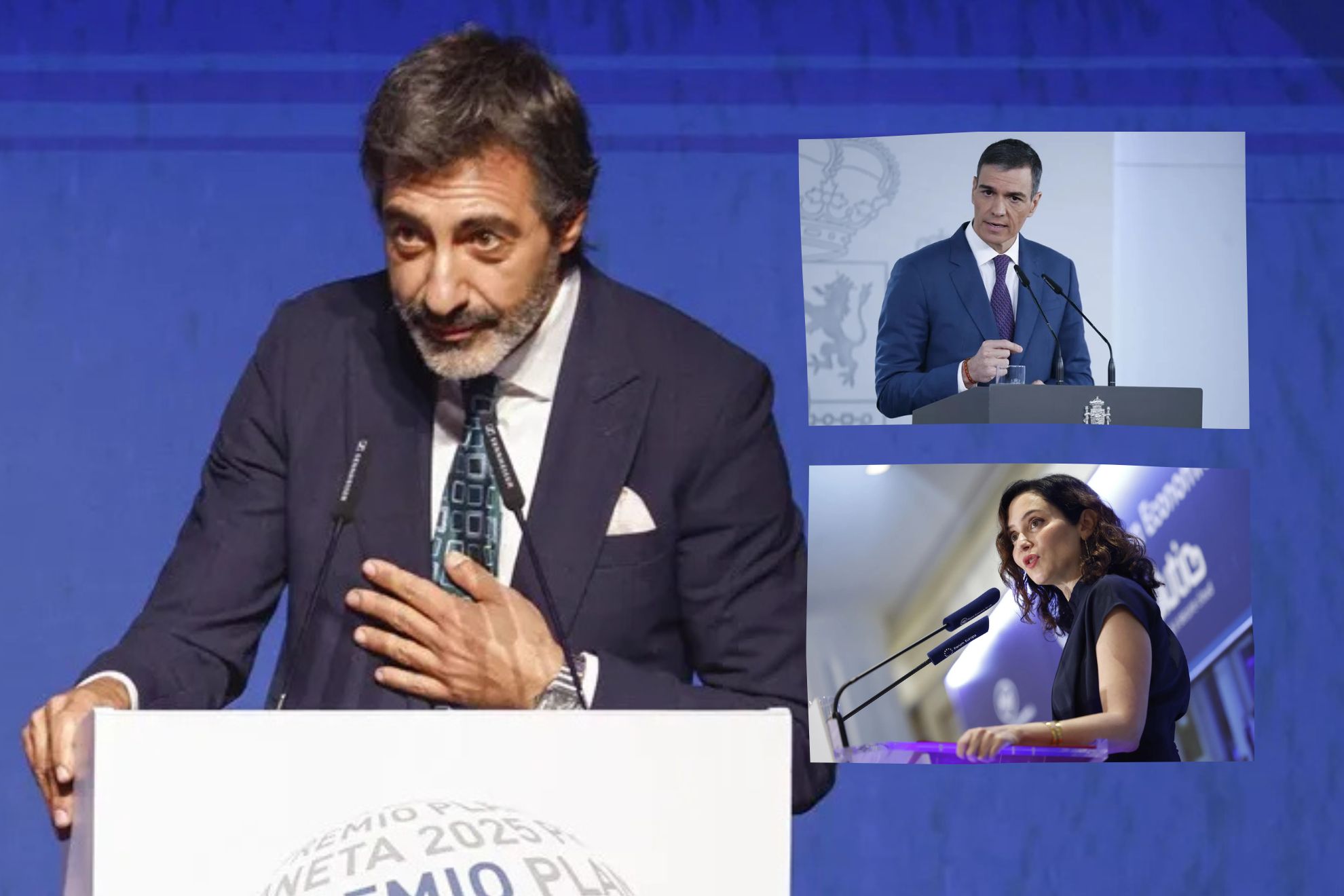 Juan del Val, Pedro Sánchez e Isabel Díaz Ayuso