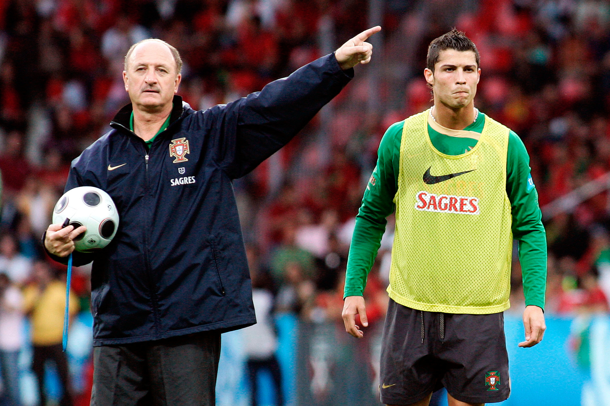 Scolari con Cristiano en Portugal en el 2008.