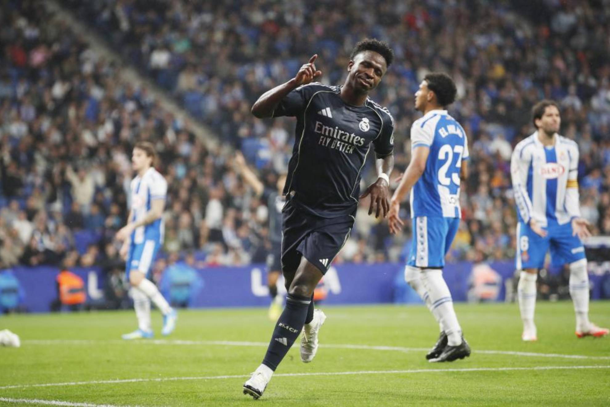 Vinicius celebra un gol al Espanyol.