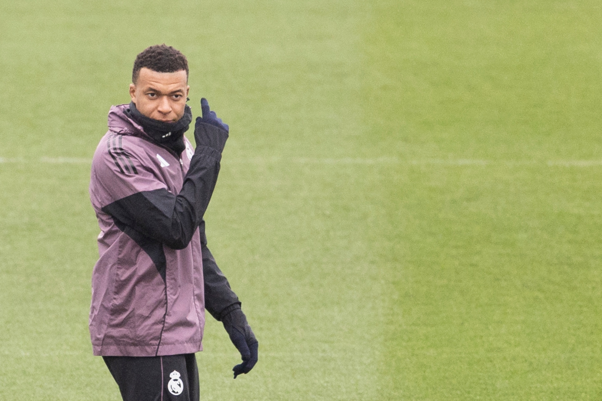 Mbappé, en un entrenamiento en Valdebebas.