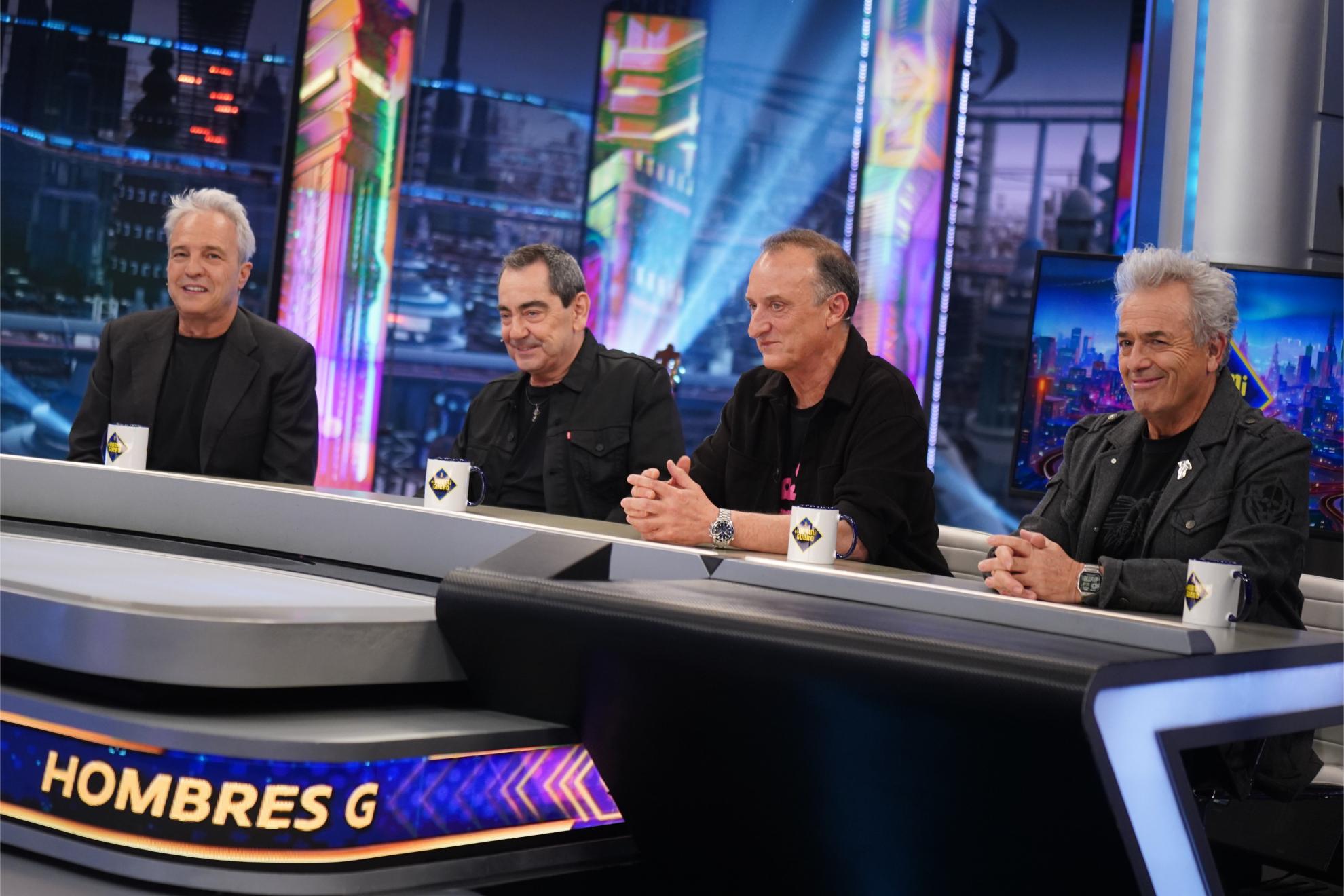 David, Javi, Dani y Rafa, este lunes, durante la visita de Hombres G a 'El Hormiguero'.
