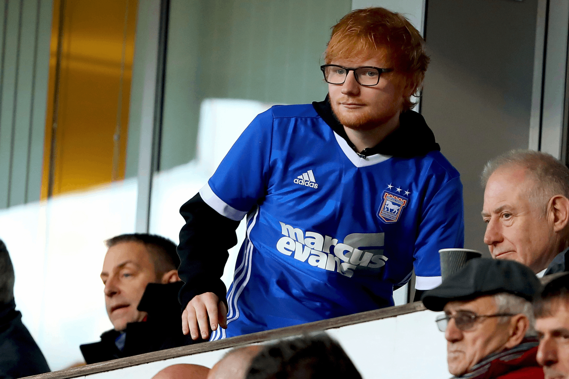 Ed Sheeran en un partido de Ipswich Toen