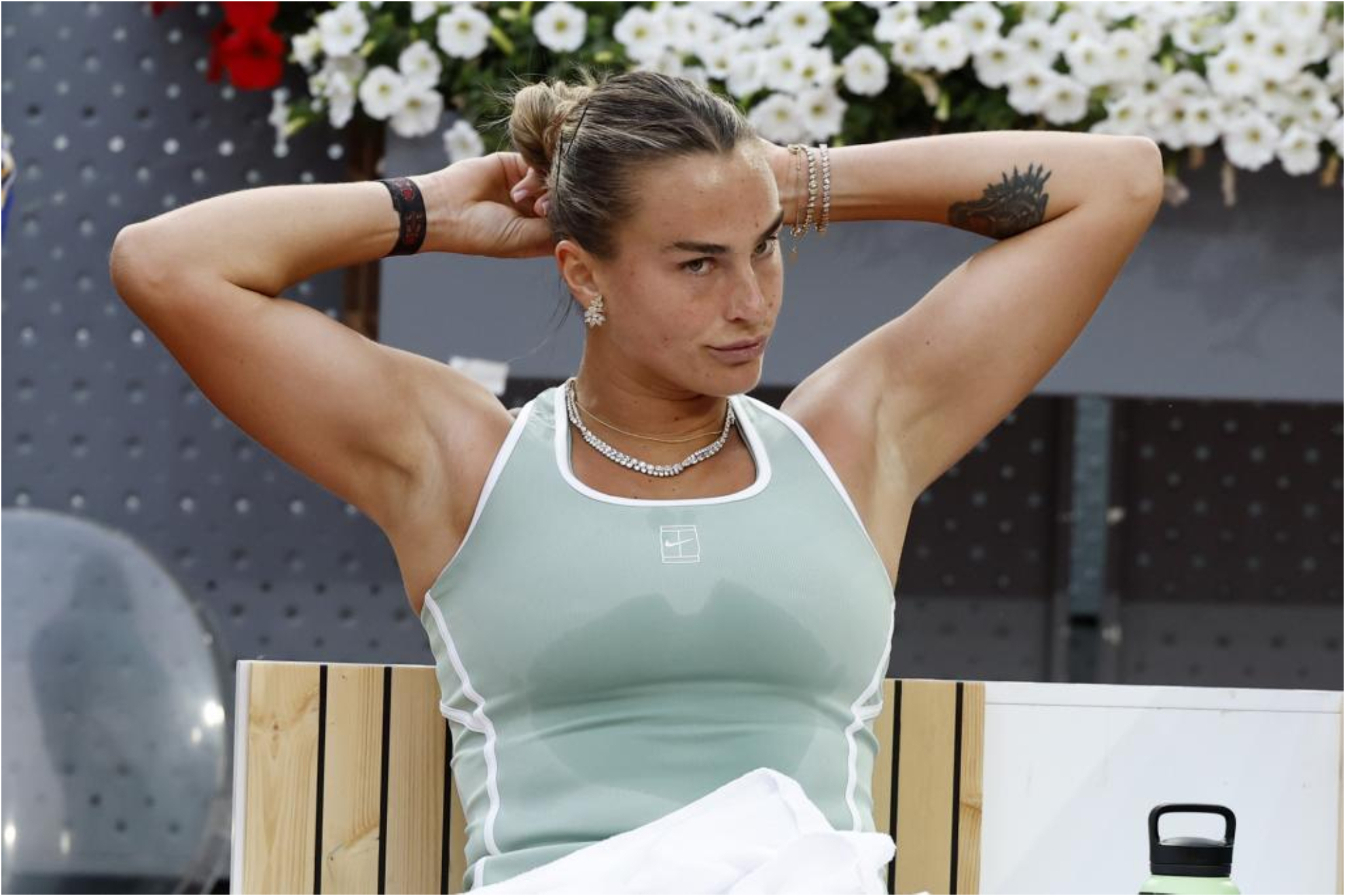 Aryna Sabalenka, durante un partido en el Mutua Madrid Open.
