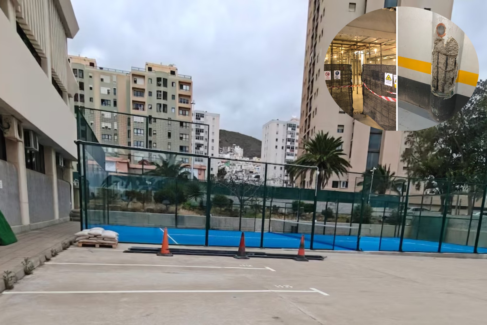 La polémica pista de pádel construida por la guardia civil.