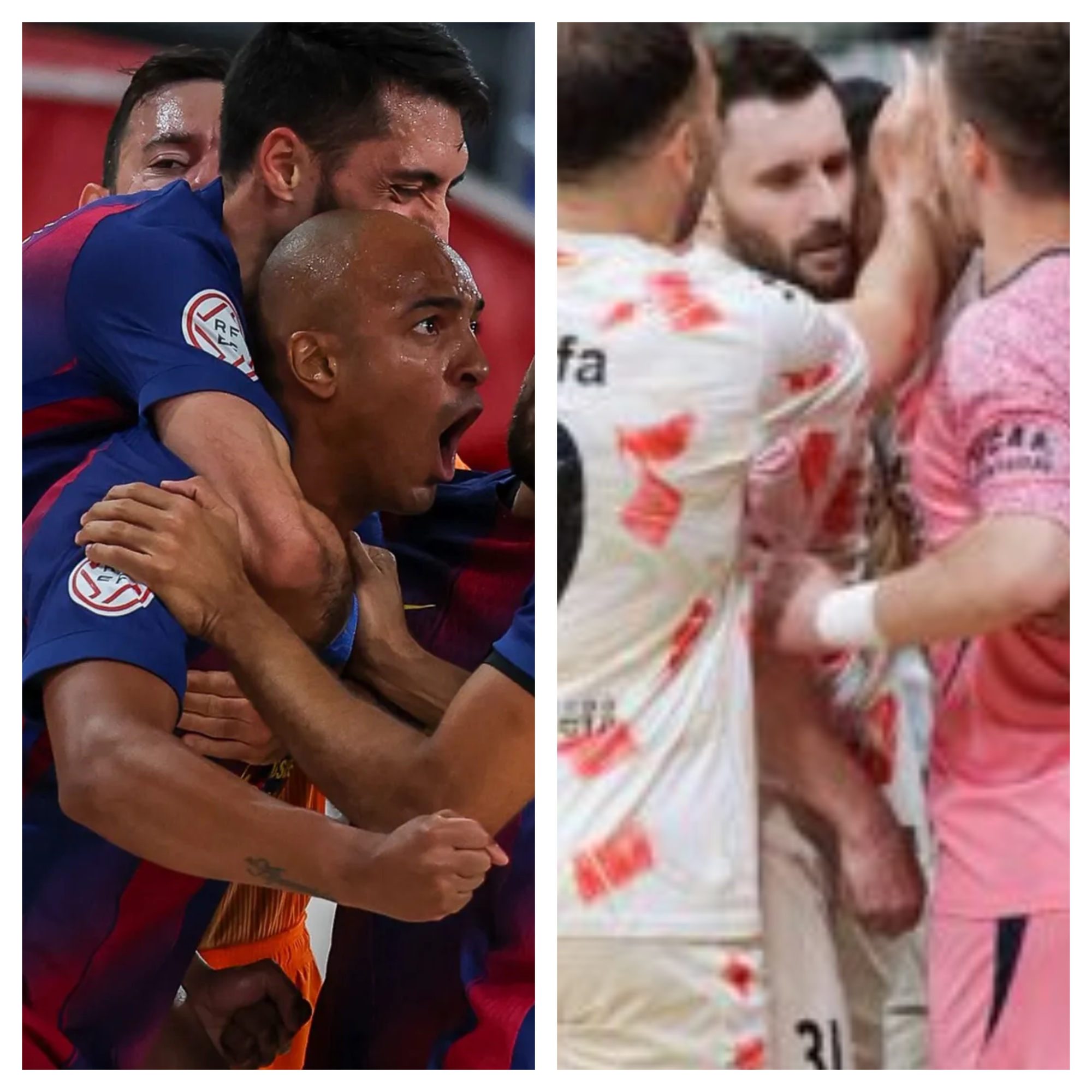 Azulgranas y murcianistas celebran un gol