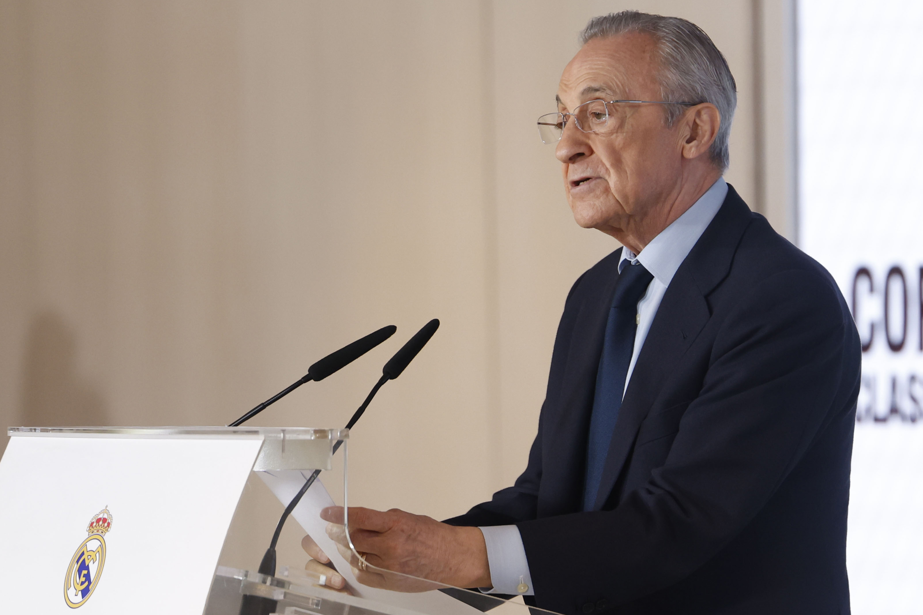 Florentino Pérez interviene durante un acto institucional el pasado abril.
