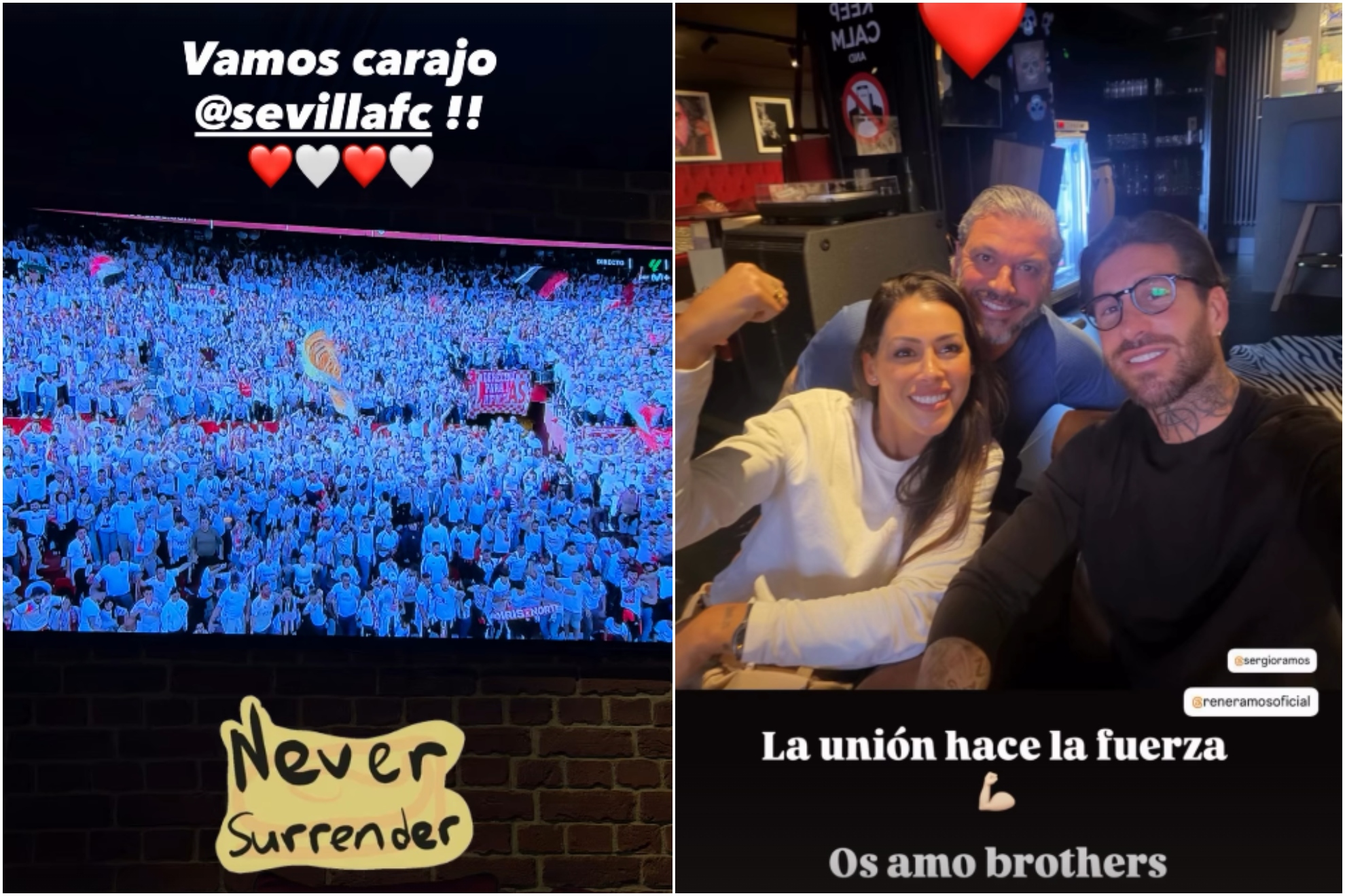 Un montaje con las publicaciones de Sergio Ramos en Instagram.