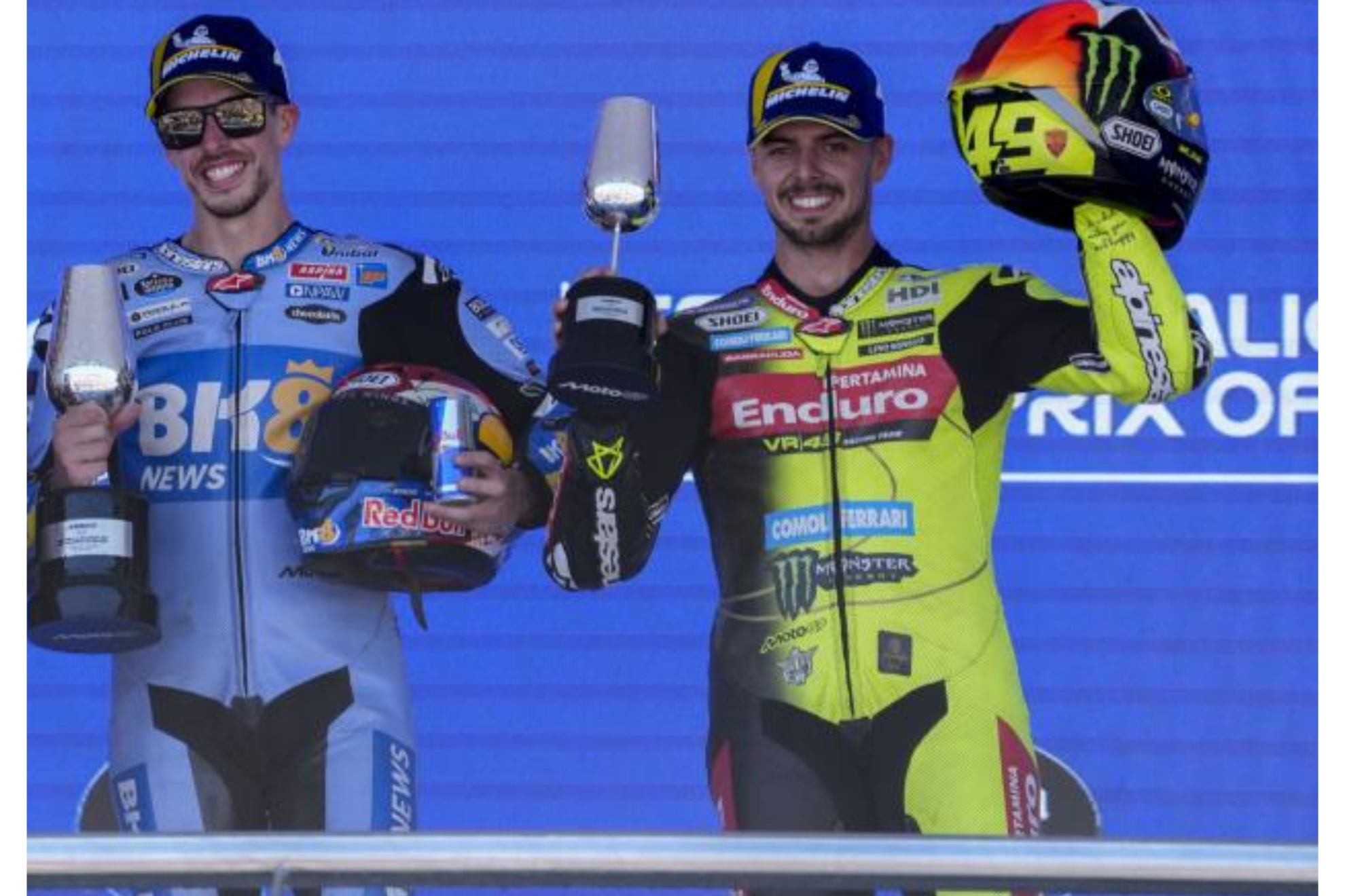 Álex Márquez y Di Giannantonio, en el podio de Jerez.