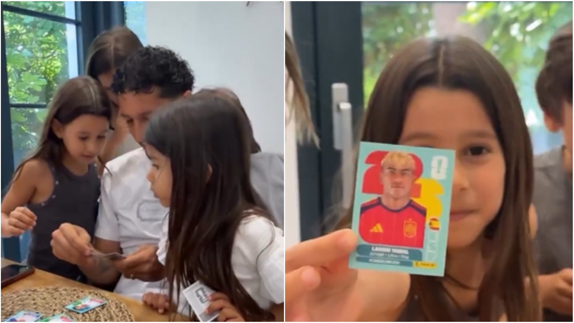 La felicidad abriendo los cromos de El Mundial con su padre viendo que les tocó el crack español