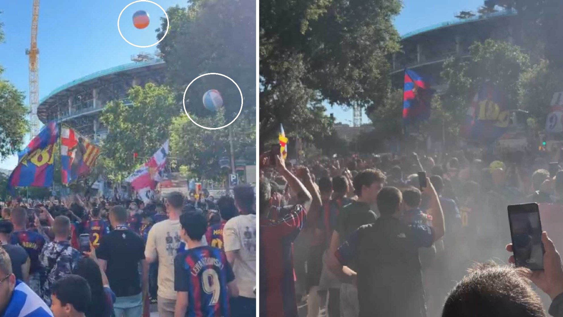 La afición del F.C. Barcelona calienta la previa de un partido en el que pueden proclamarse campeones.