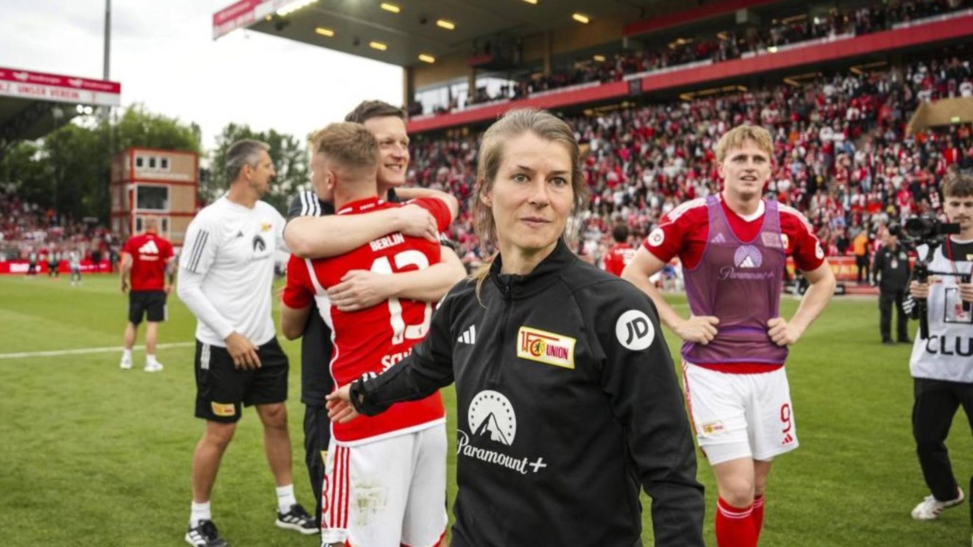 Marie-Louise Eta, en un partido con el Unión.
