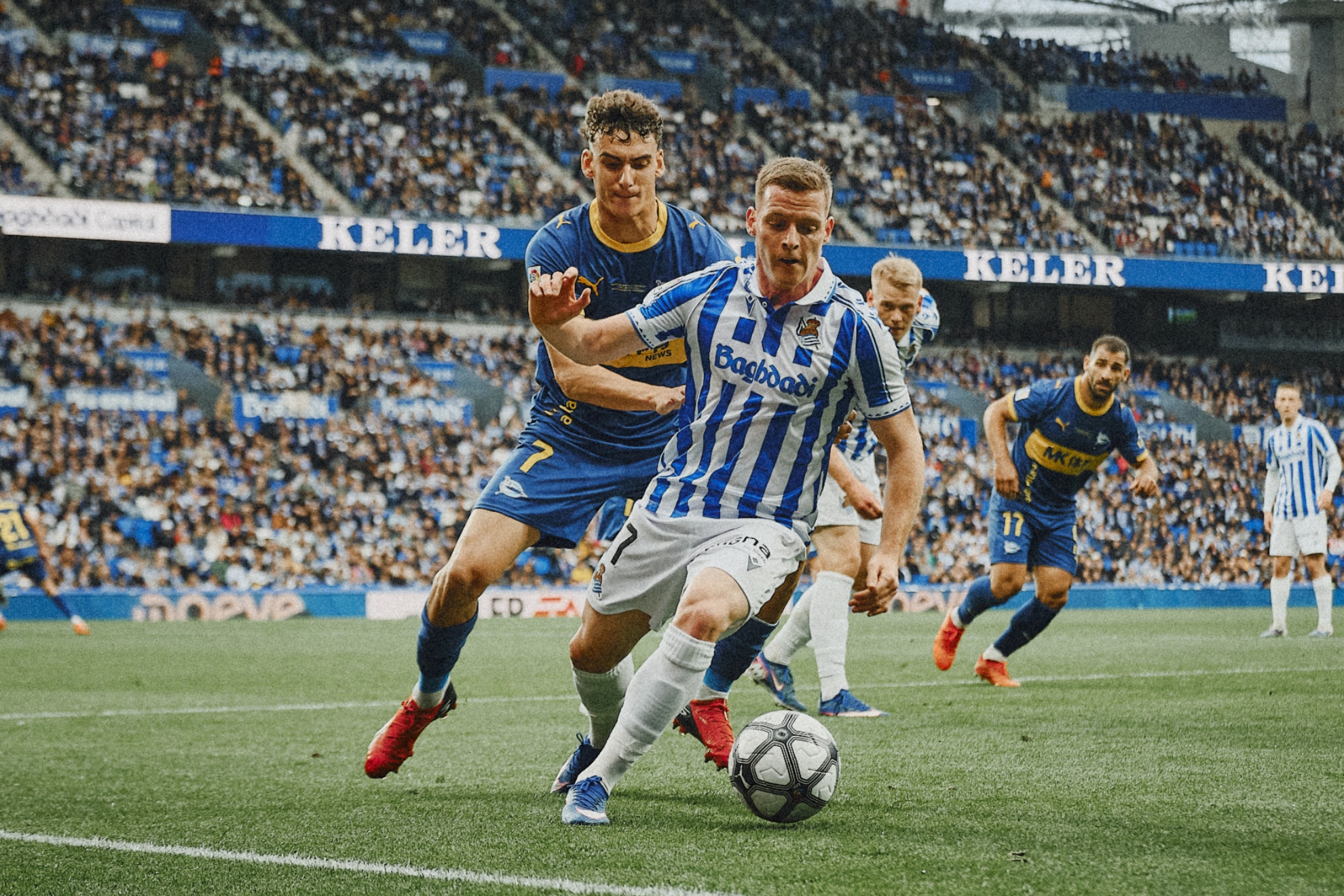 Sergio Gómez, durante el partido contra el Deportivo Alavés en Anoeta.