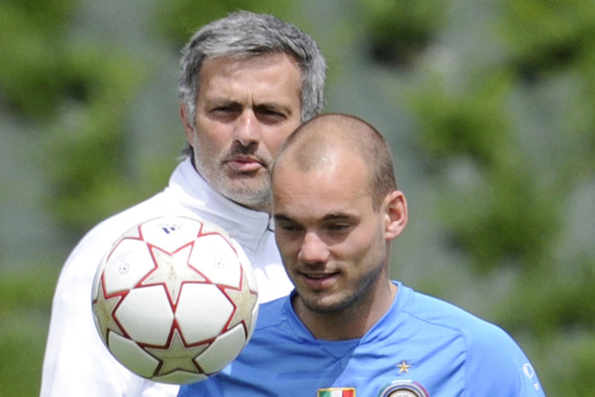 Mourinho y Sneijder durante la etapa en el Inter de Milán.