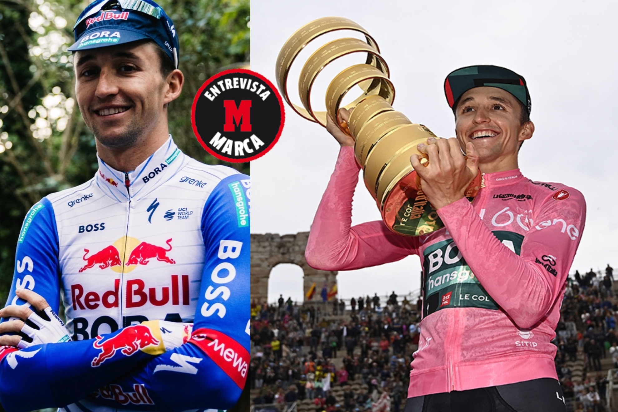 Jai Hindley, en la previa del Giro de este año y con el Trofeo Senza Fine 2026.