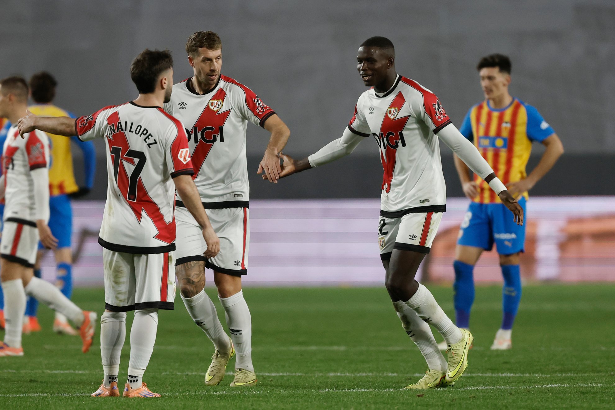 Partido de Liga entre Rayo y Valencia. Gol Mendy 1-0.