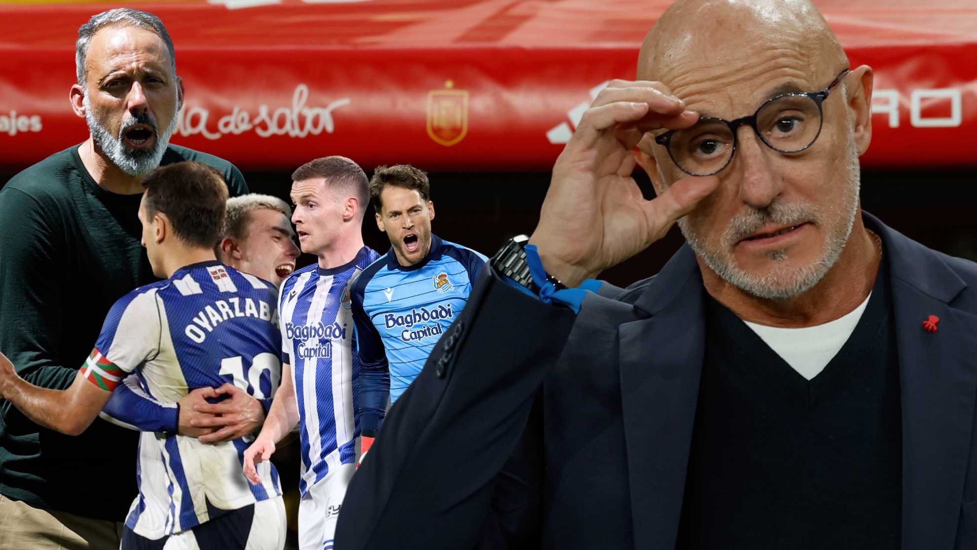 Montaje de Luis de la Fuente con algunos de los jugadores preseleccionados.