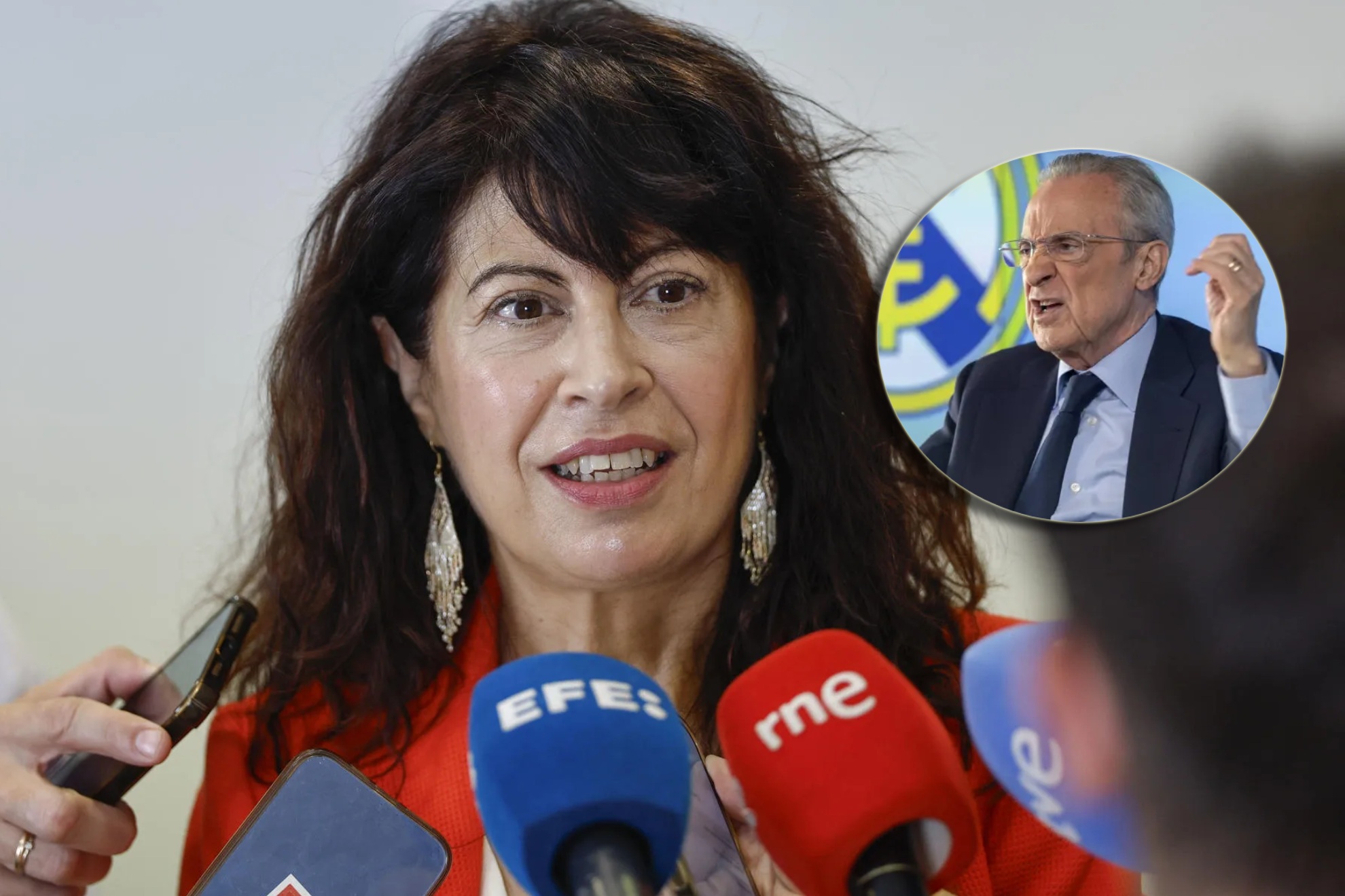 Ana Redondo, ministra de Igualdad, y Florentino Pérez