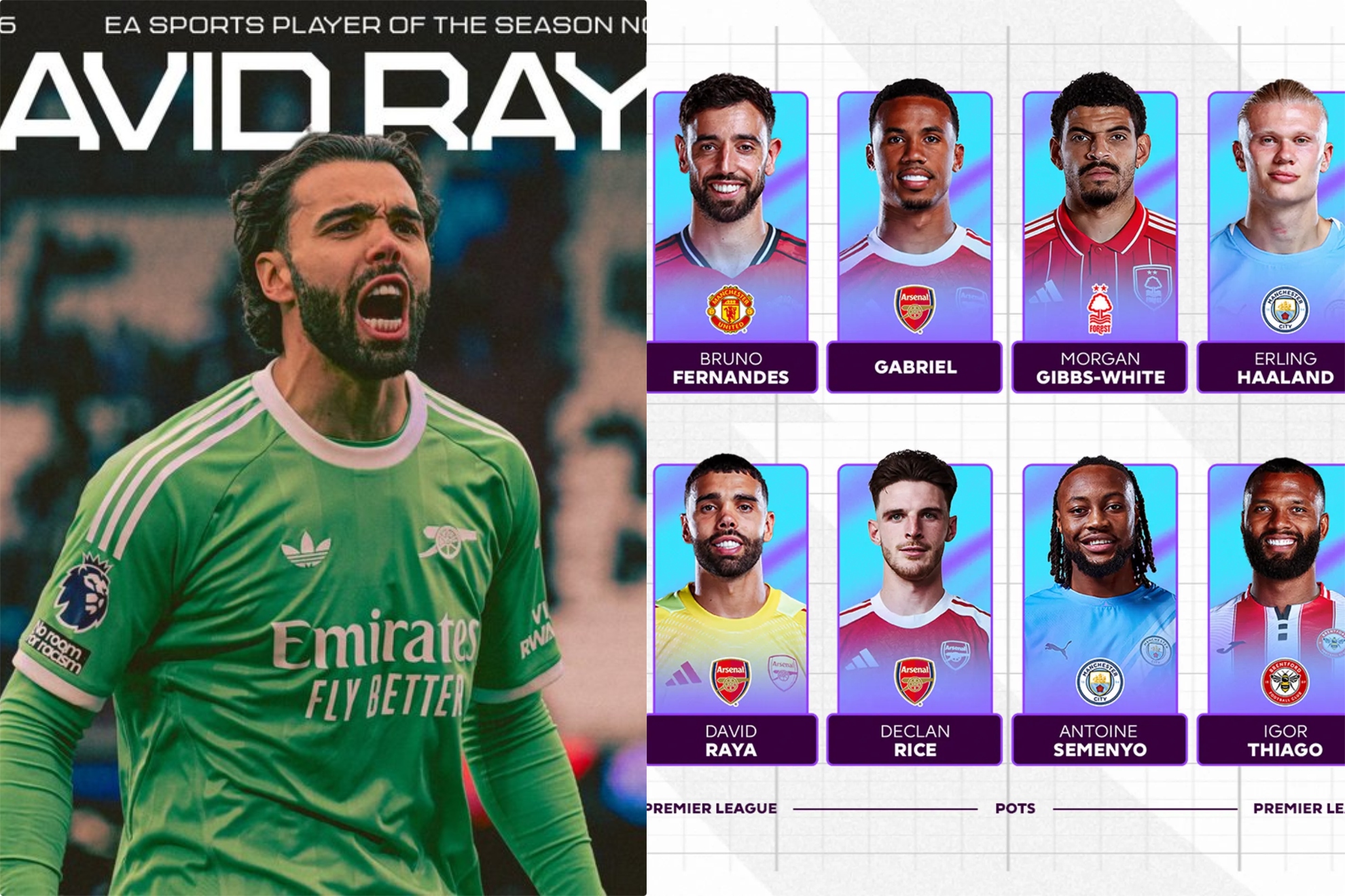 David Raya y los nominados a mejor jugador de la temporada 25/26