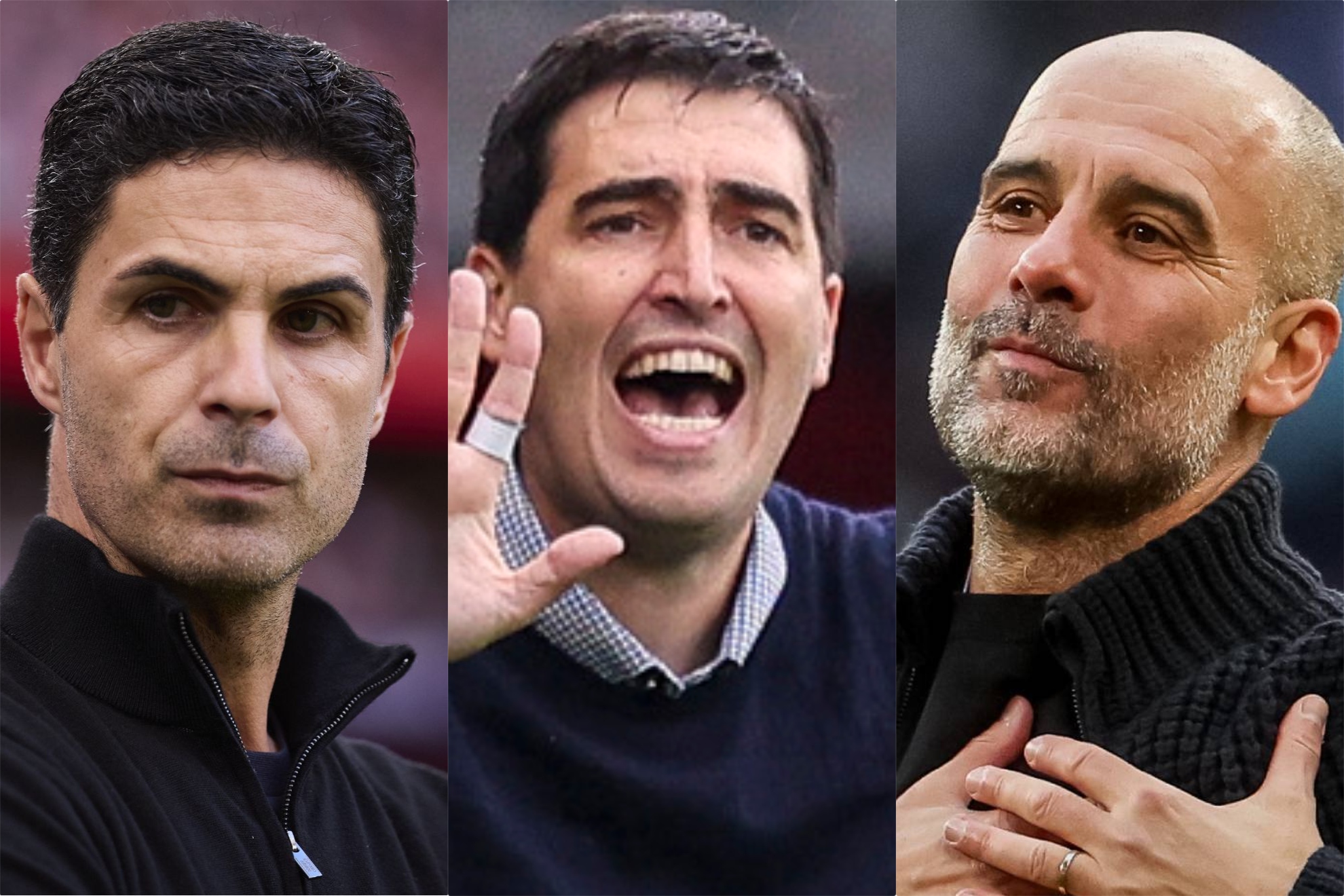 Arteta, Iraola y Guardiola