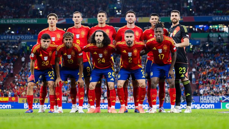La selección española, antes del arranque de un partido