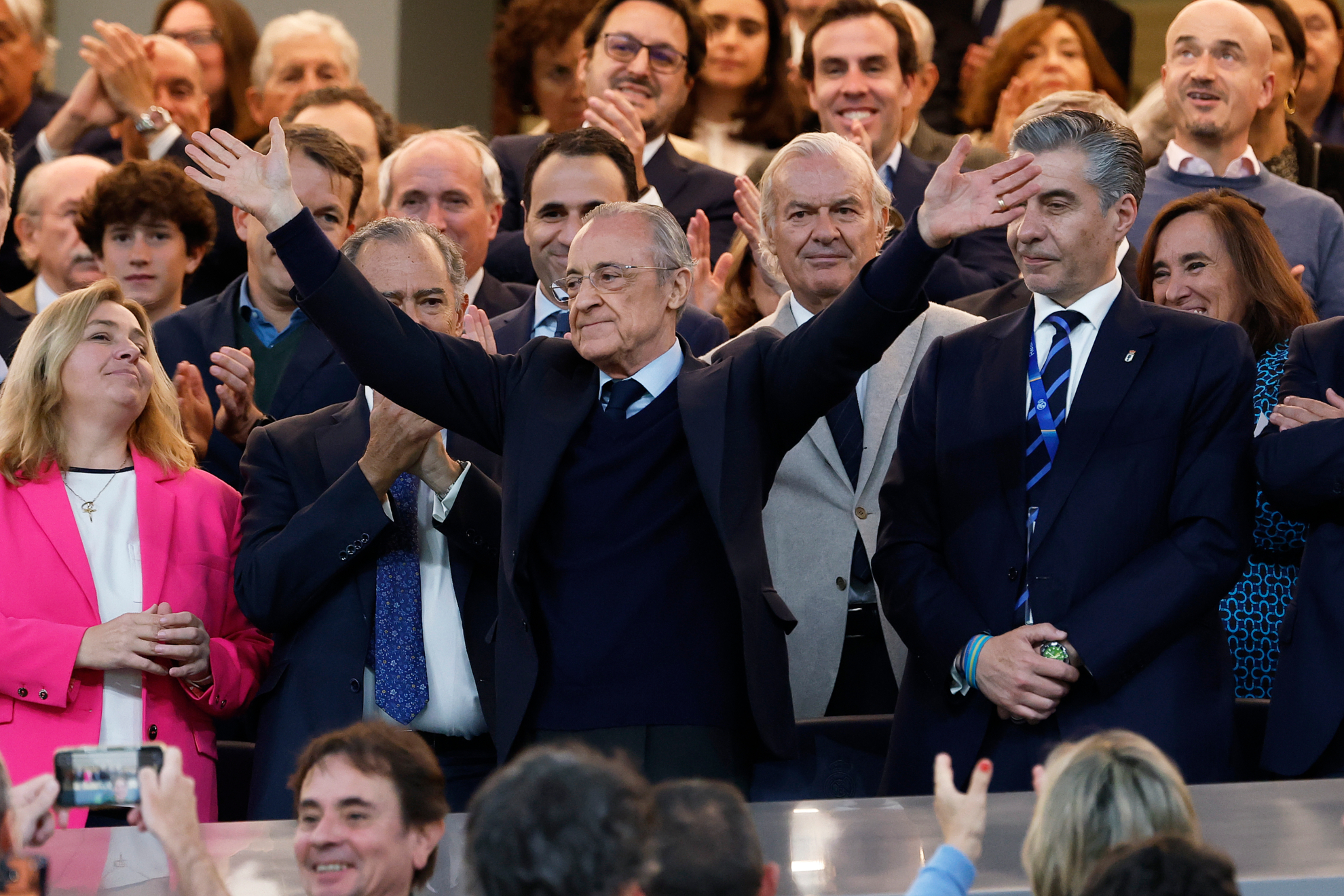 Florentino Pérez, durante el partido contra el Oviedo.