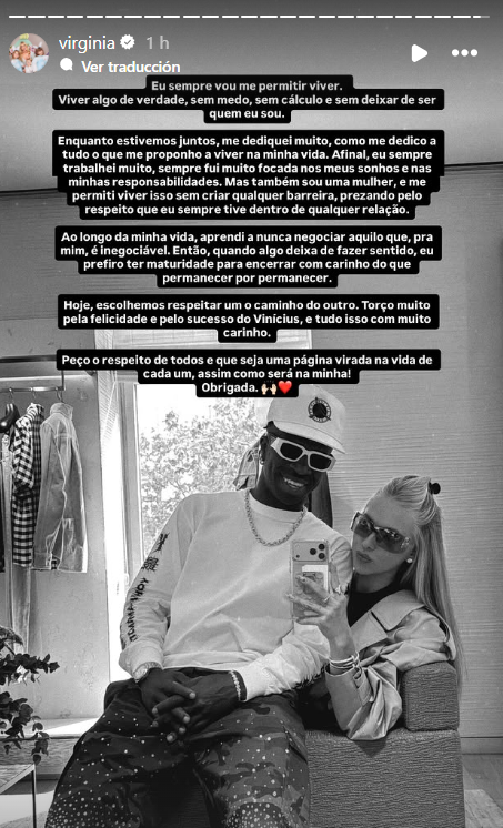 Virginia Fonseca announces her breakup with Vinicius