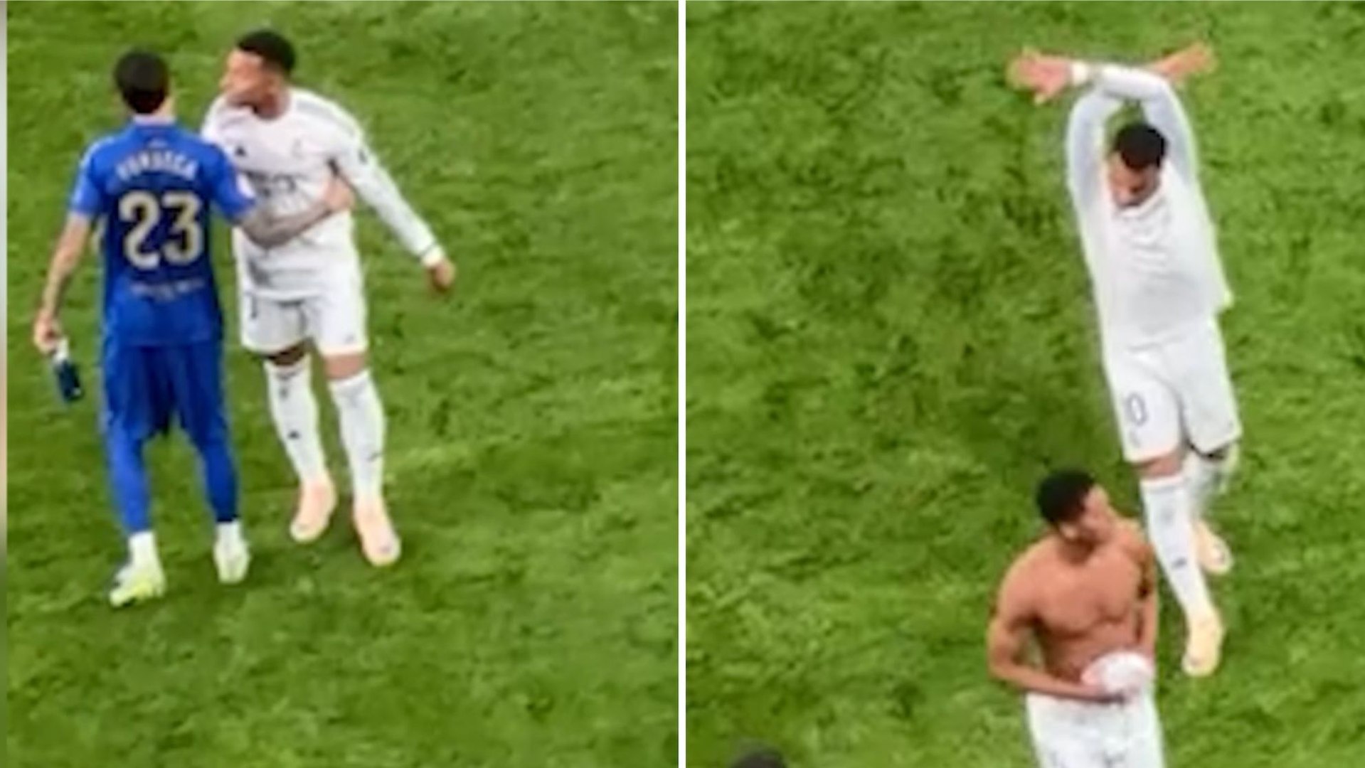 La marcha de Mbappé tras el partido dejó una escena muy comentada en las redes. Los aficionados interpretan que Kylian esperaba un abrazo de Bellingham.”